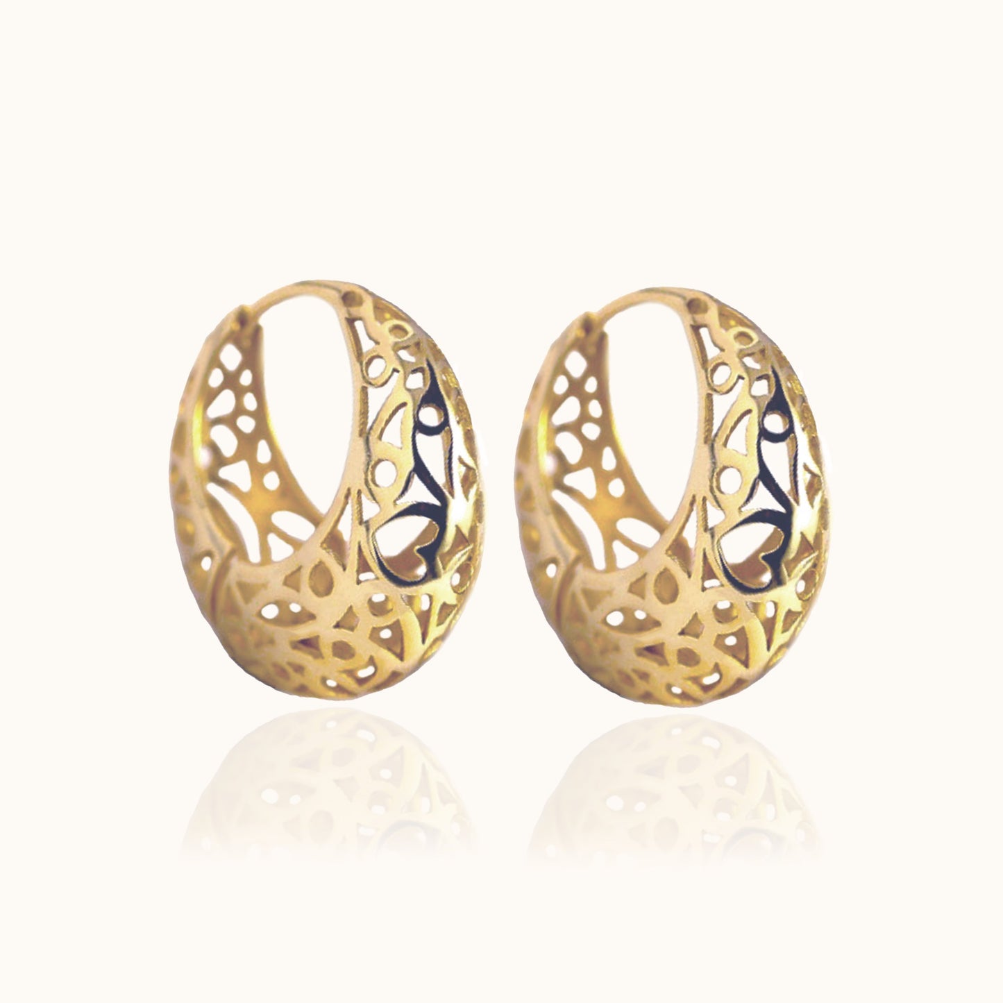 Large Thick Round Statement Signature Gold Hollow Carved Chunky Hoops by Doviana