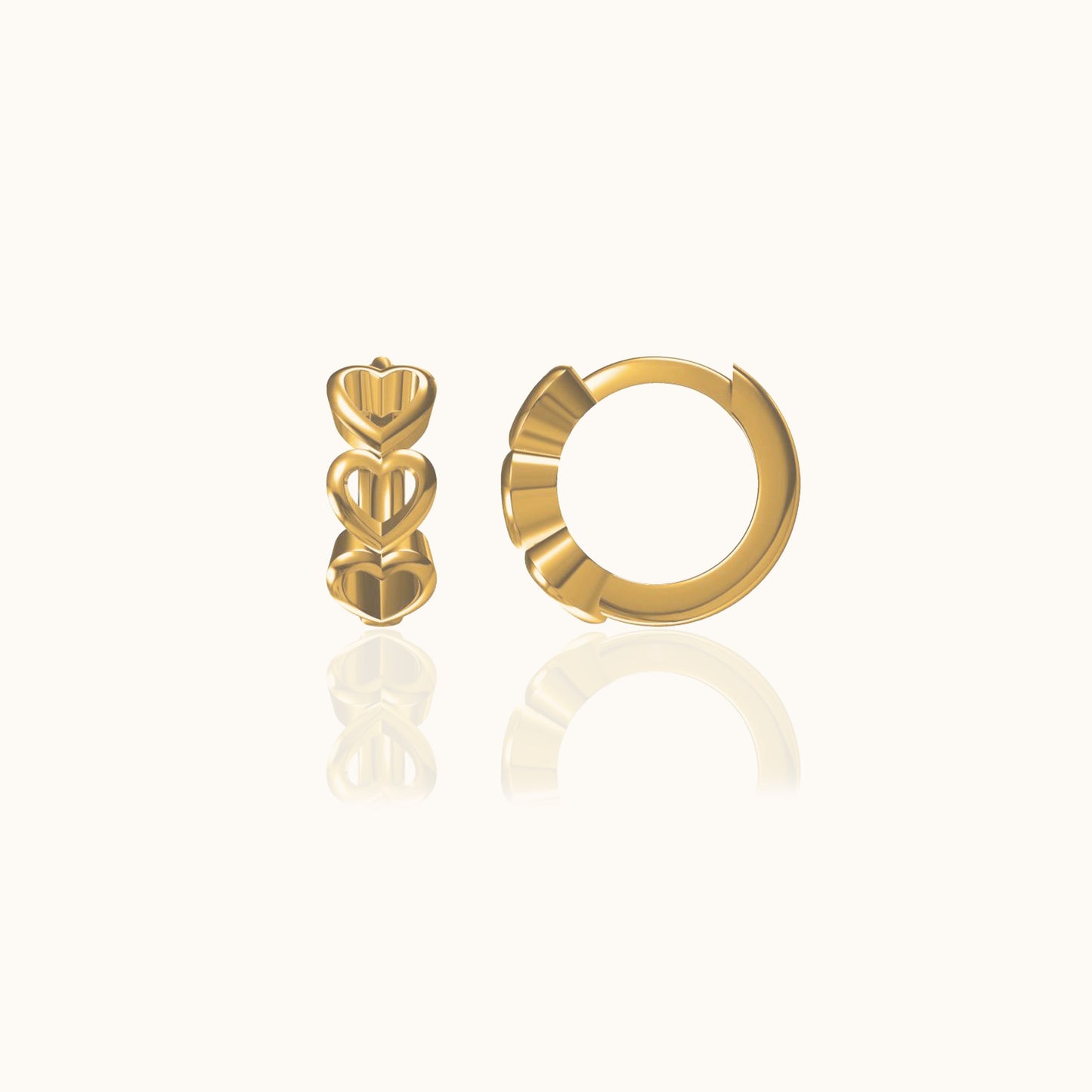 Mini Love Heart Shaped Gold Huggie Hoops Hollow Heart Hoop Earrings by Doviana