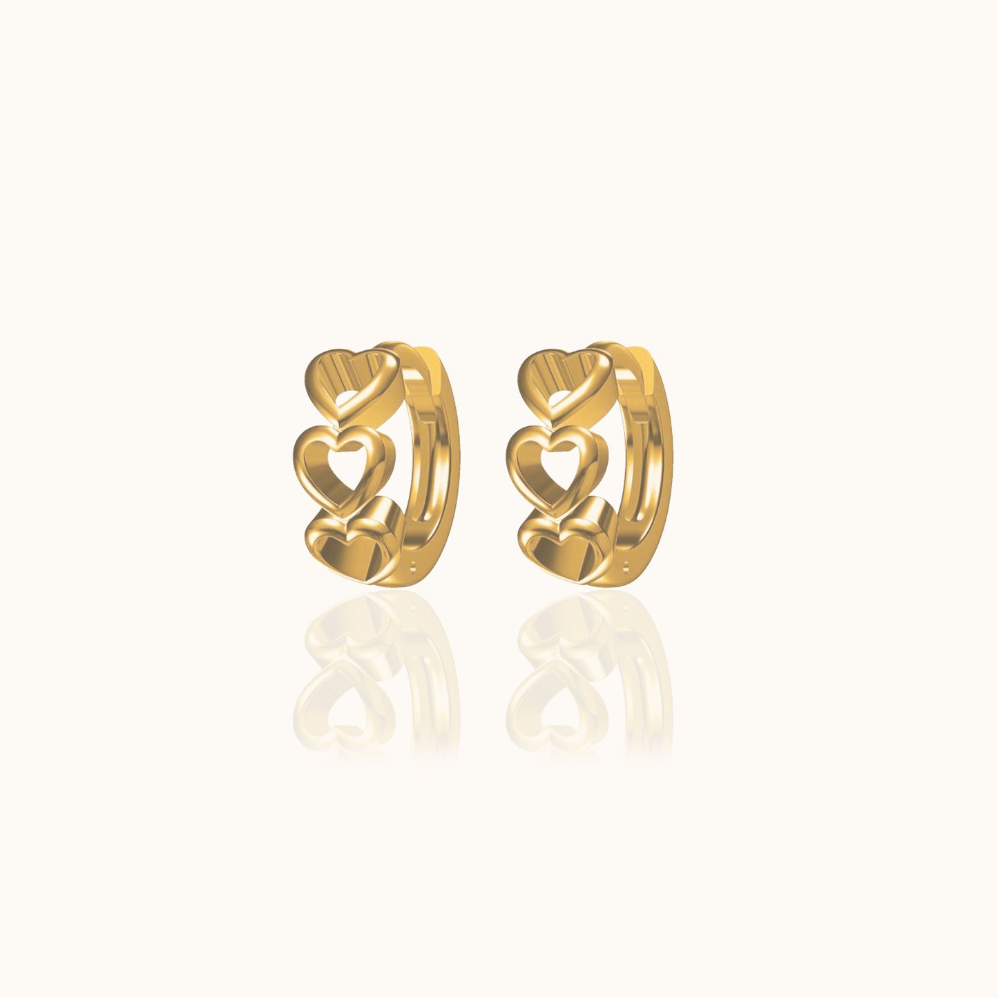 Mini Love Heart Shaped Gold Huggie Hoops Hollow Heart Hoop Earrings by Doviana