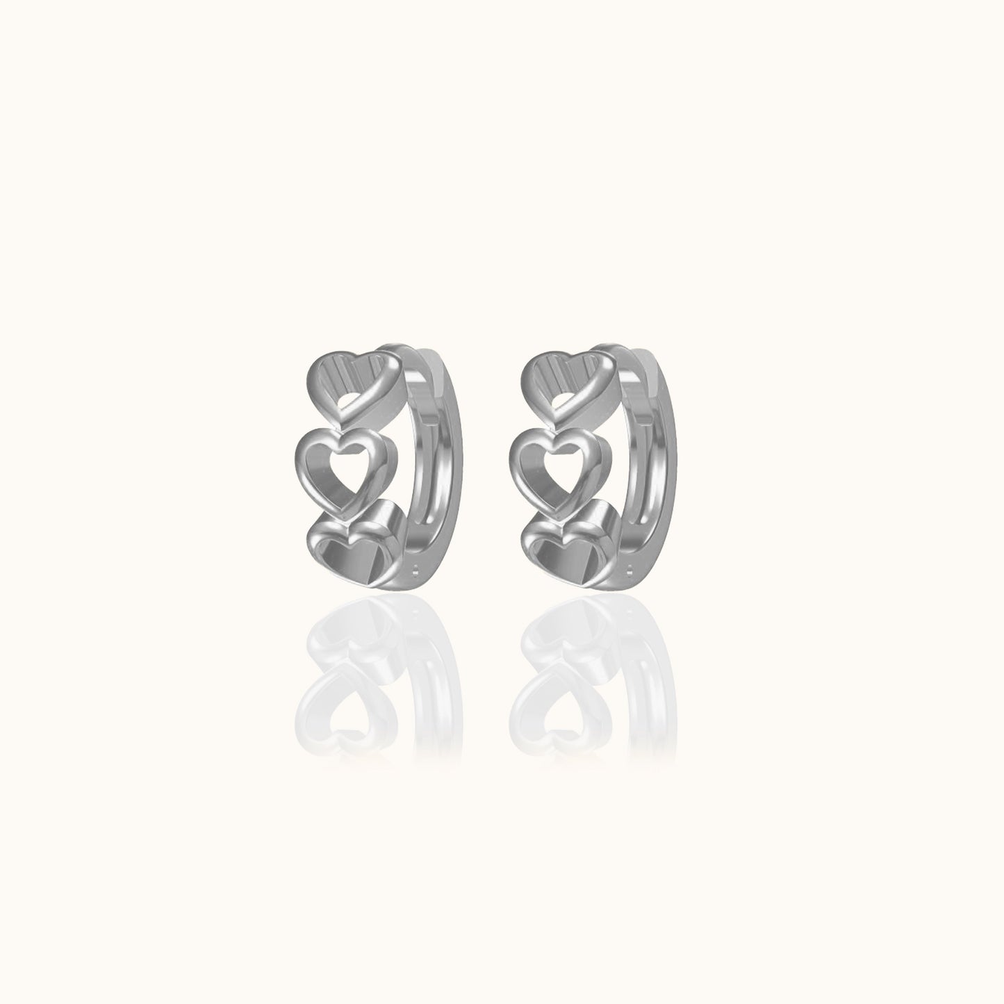 Mini Love Heart Shaped 925 Sterling Silver Huggie Hoops Hollow Heart Hoop Earrings by Doviana