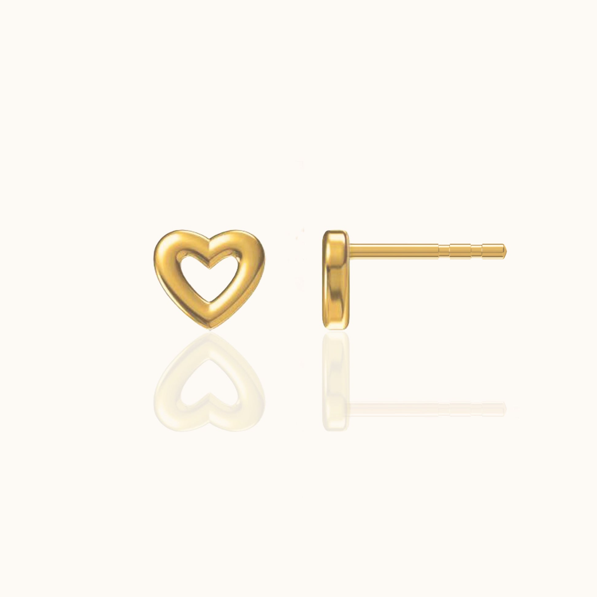 Friendship Love Shaped Gold Hollow Heart Stud Earrings by Doviana