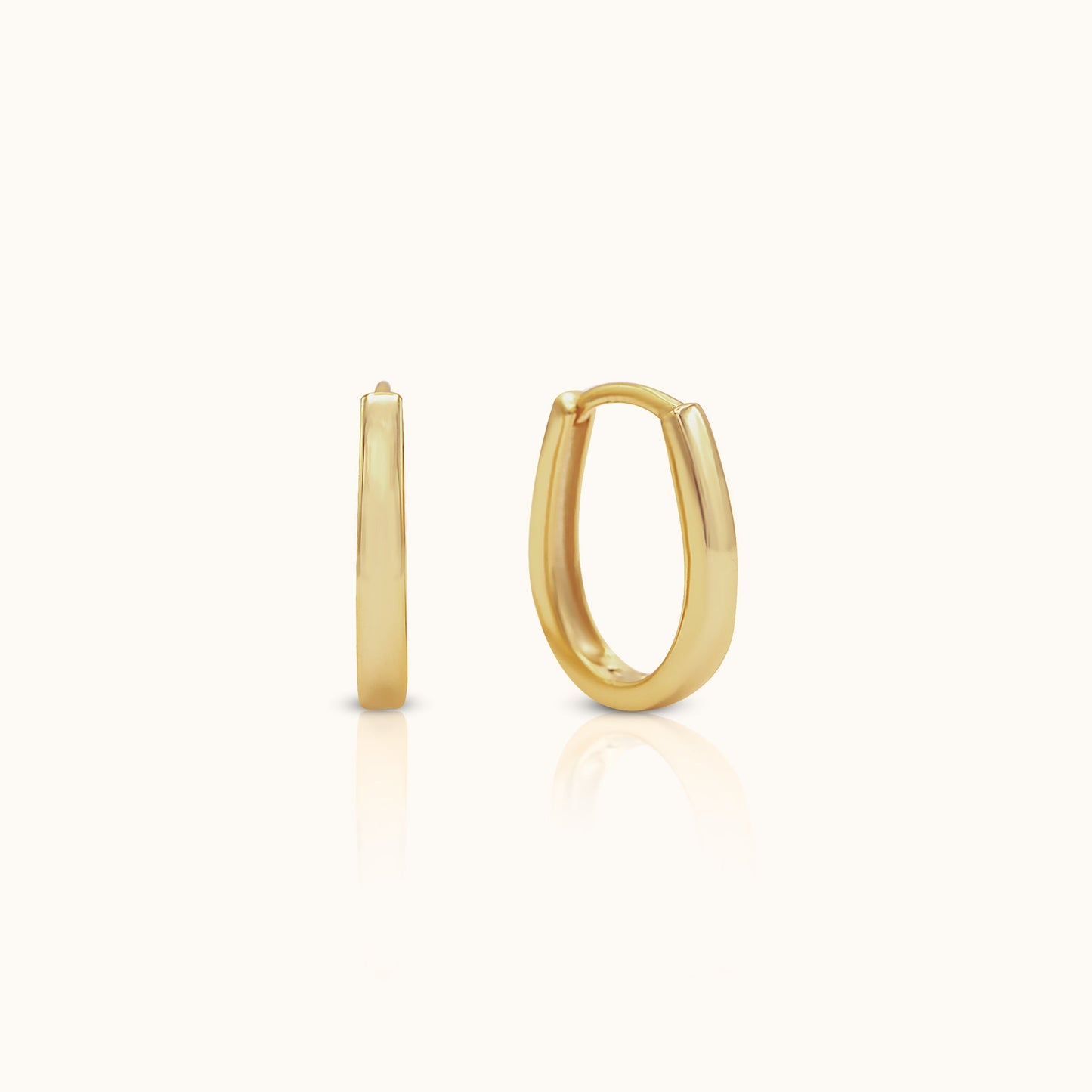 Oval Huggie Gold U Hoops U Shape Horseshoe Shaped Hoop Earrings by Doviana