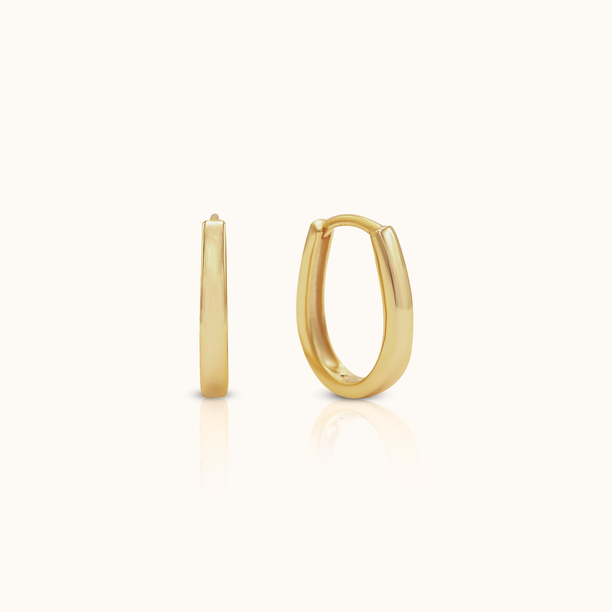 Oval Huggie Gold U Hoops U Shape Horseshoe Shaped Hoop Earrings by Doviana