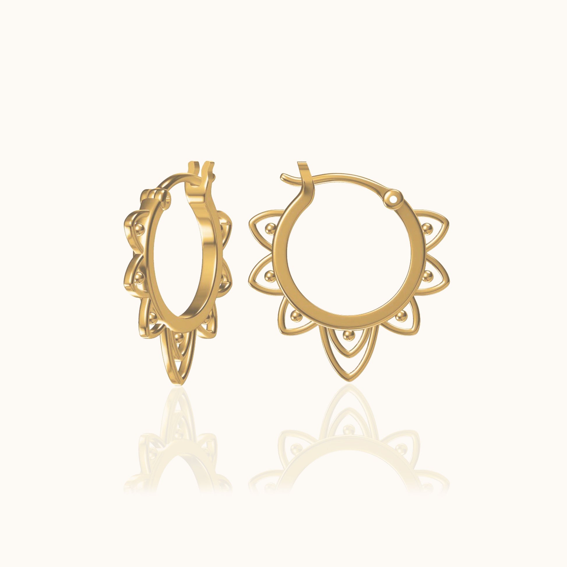 Victorian Vintage Style Retro Latch Back Gold Large Lace Hoop Earrings by Doviana