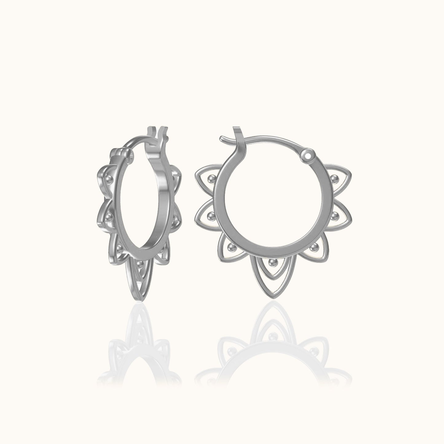 Victorian Vintage Style Retro Latch Back 925 Sterling Silver Large Lace Hoop Earrings by Doviana