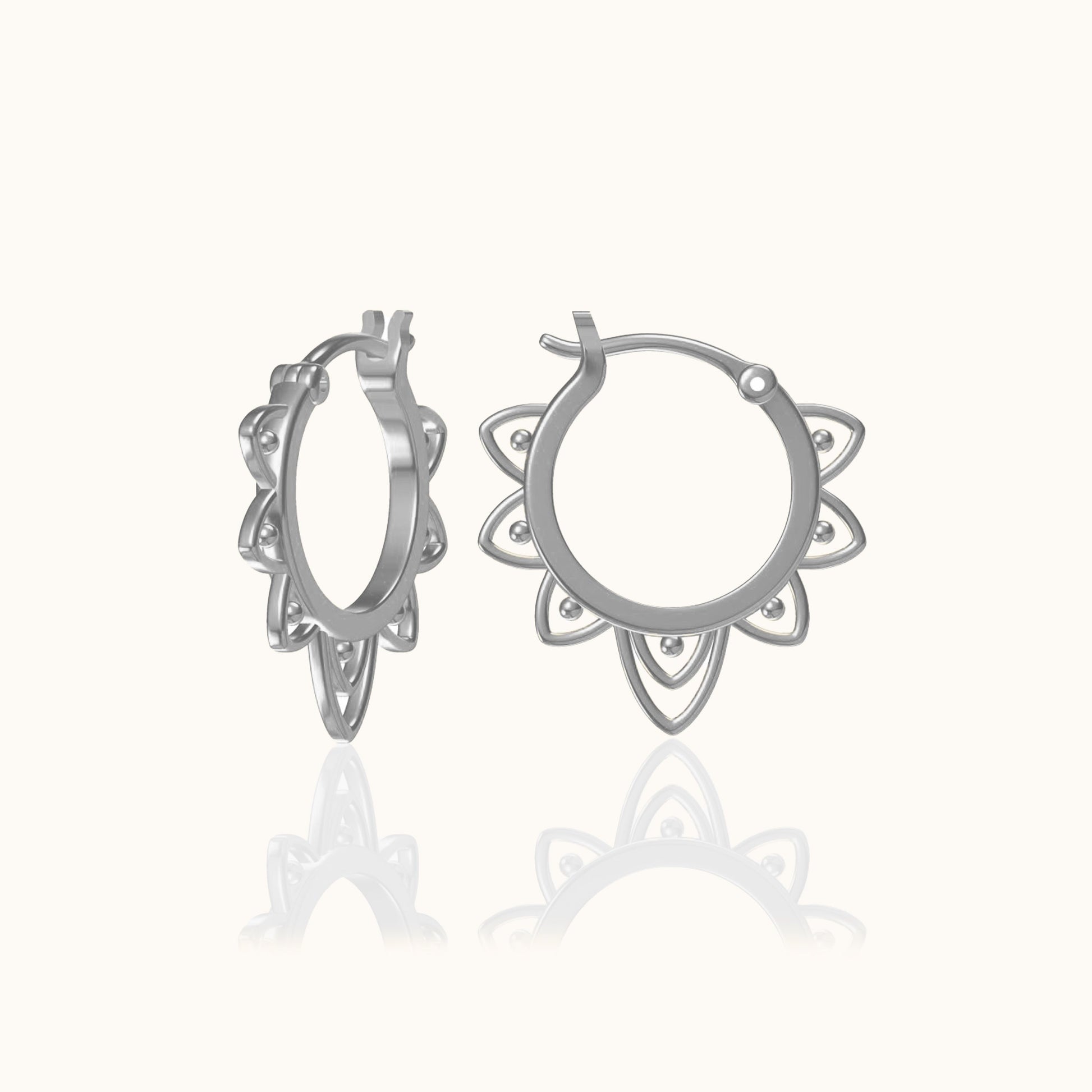 Victorian Vintage Style Retro Latch Back 925 Sterling Silver Large Lace Hoop Earrings by Doviana