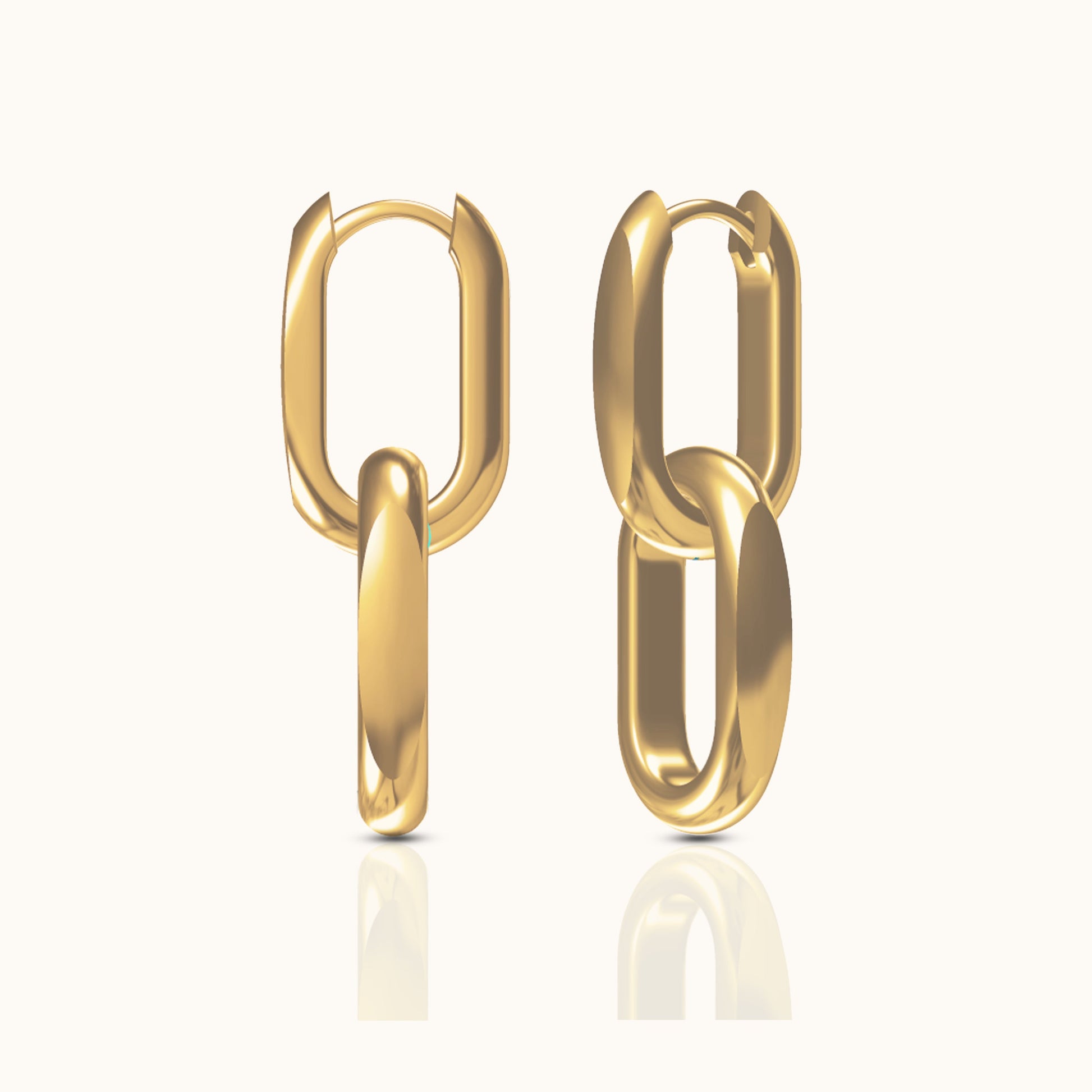 Large Gold Paperclip Link Chain Dangle Hoop Earrings by Doviana