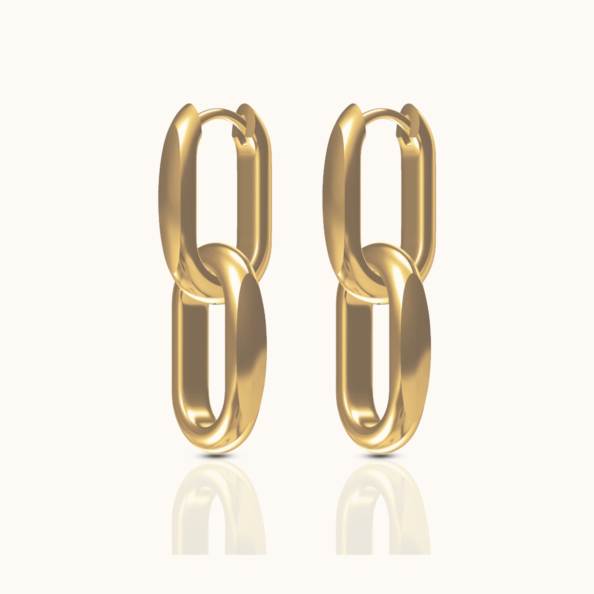 Large Gold Paperclip Link Chain Dangle Hoop Earrings by Doviana