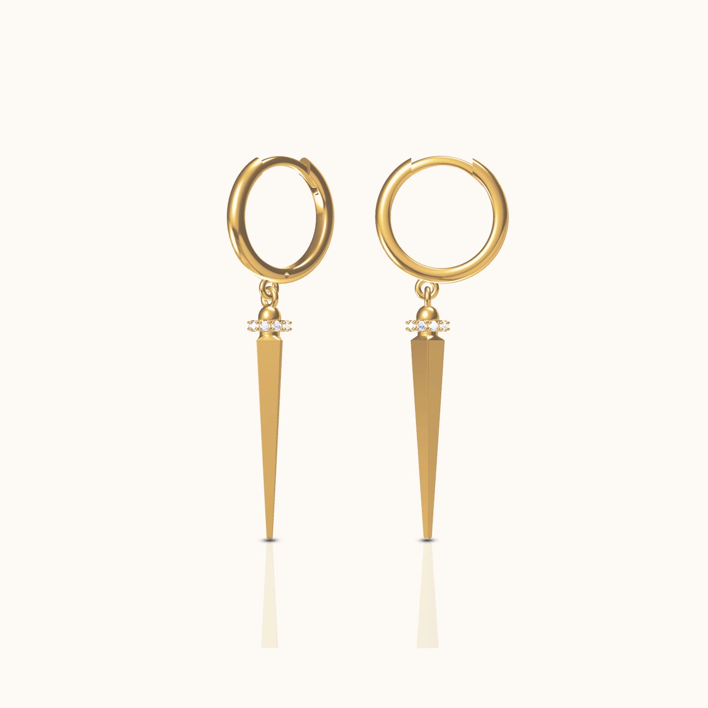 Large Spike Dangle Statement Gold Hoop Earrings by Doviana