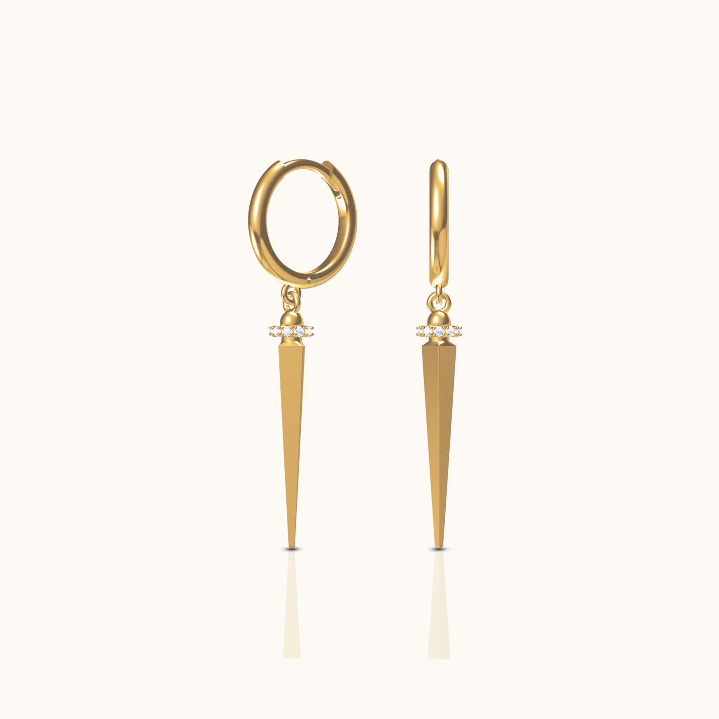Large Spike Dangle Statement Gold Hoop Earrings by Doviana