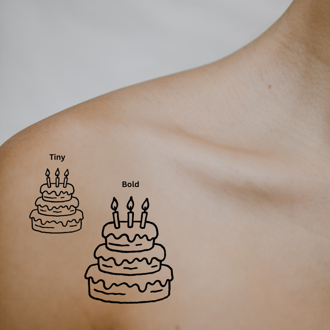 Let Them Eat Cake — Every Day’s a Party by DOVIANA Tattoo Studio (width 0.5‘’)