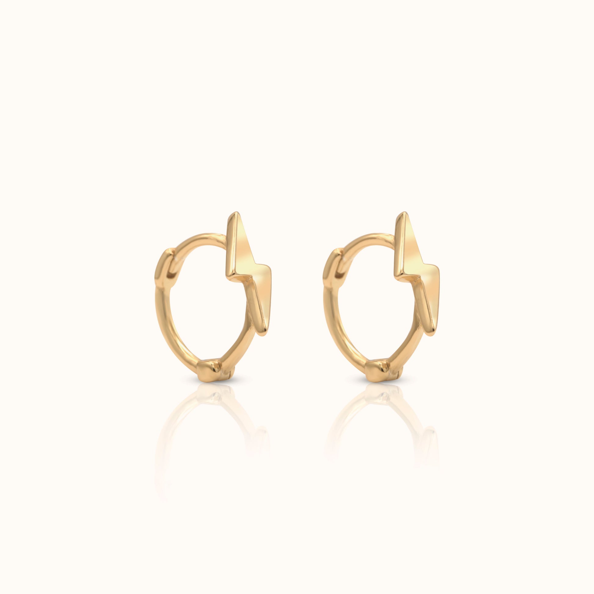 Lightning Bolt Hoop Earrings Prism Charm Drop Gold Cartilage Huggie Hoops by Doviana