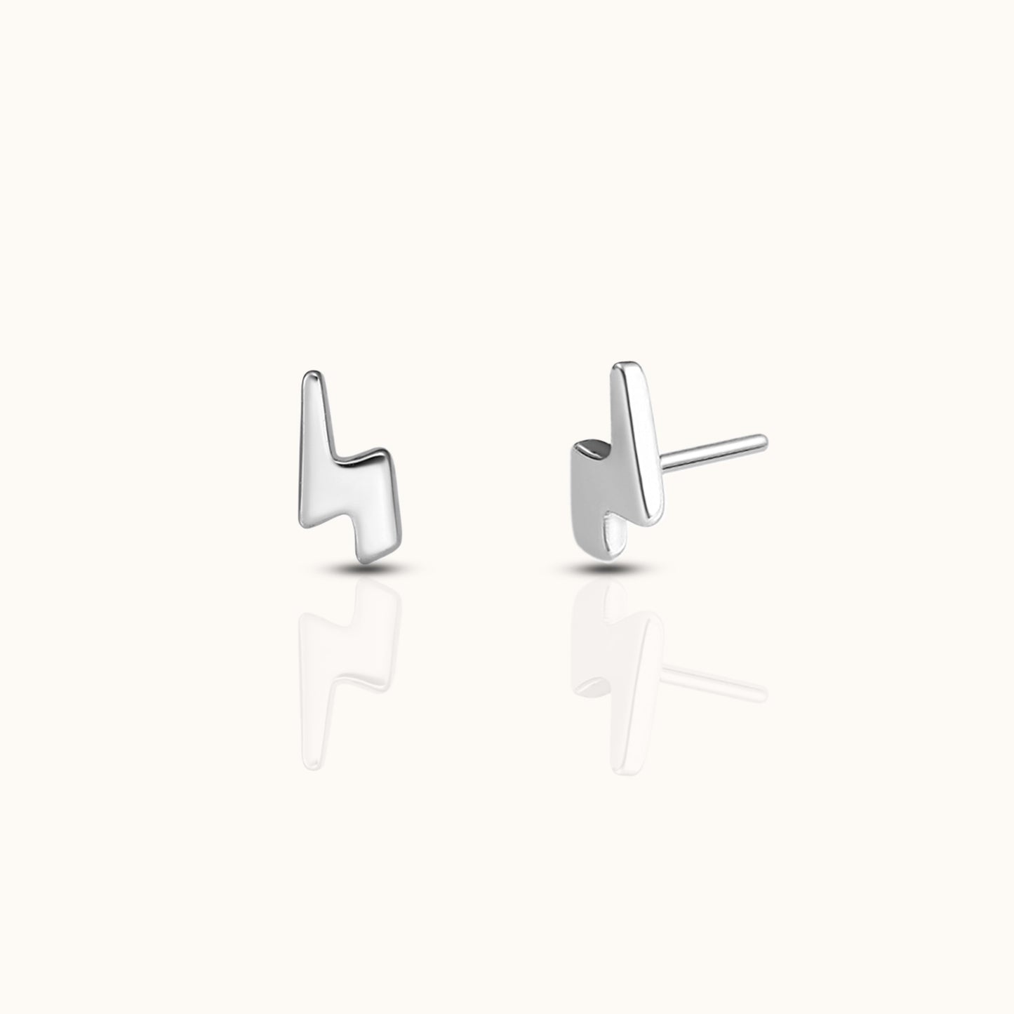Lightning Bolt Shaped Threadless Labret Titanium Flat Back Nap Earring by Doviana