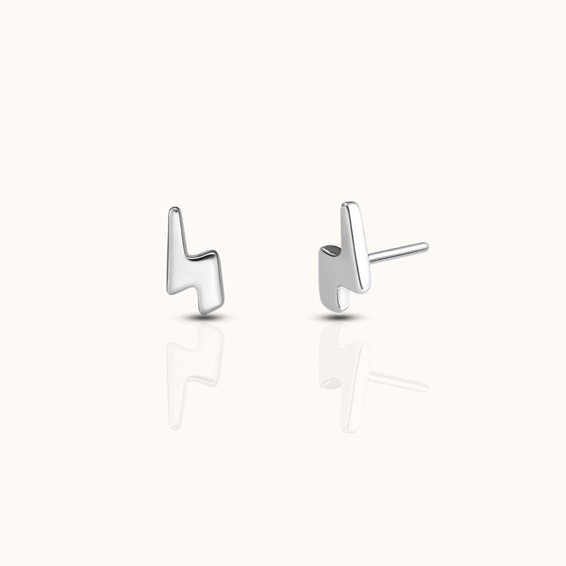 Lightning Bolt Shaped Threadless Labret Titanium Flat Back Nap Earring by Doviana