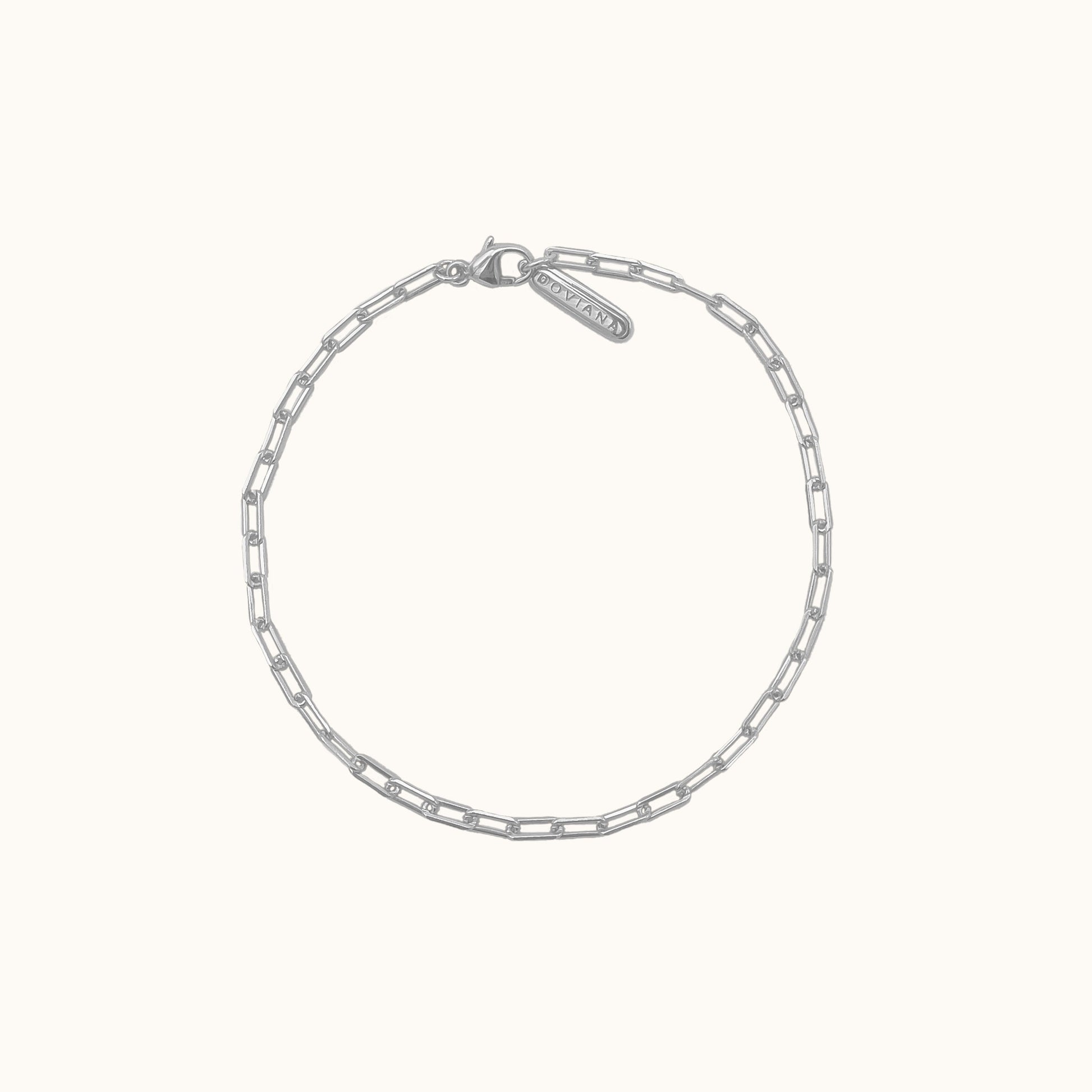 925 Sterling Silver Baby Paperclip Link Chain Bracelet Square Adjustable Chunky Classic by Doviana