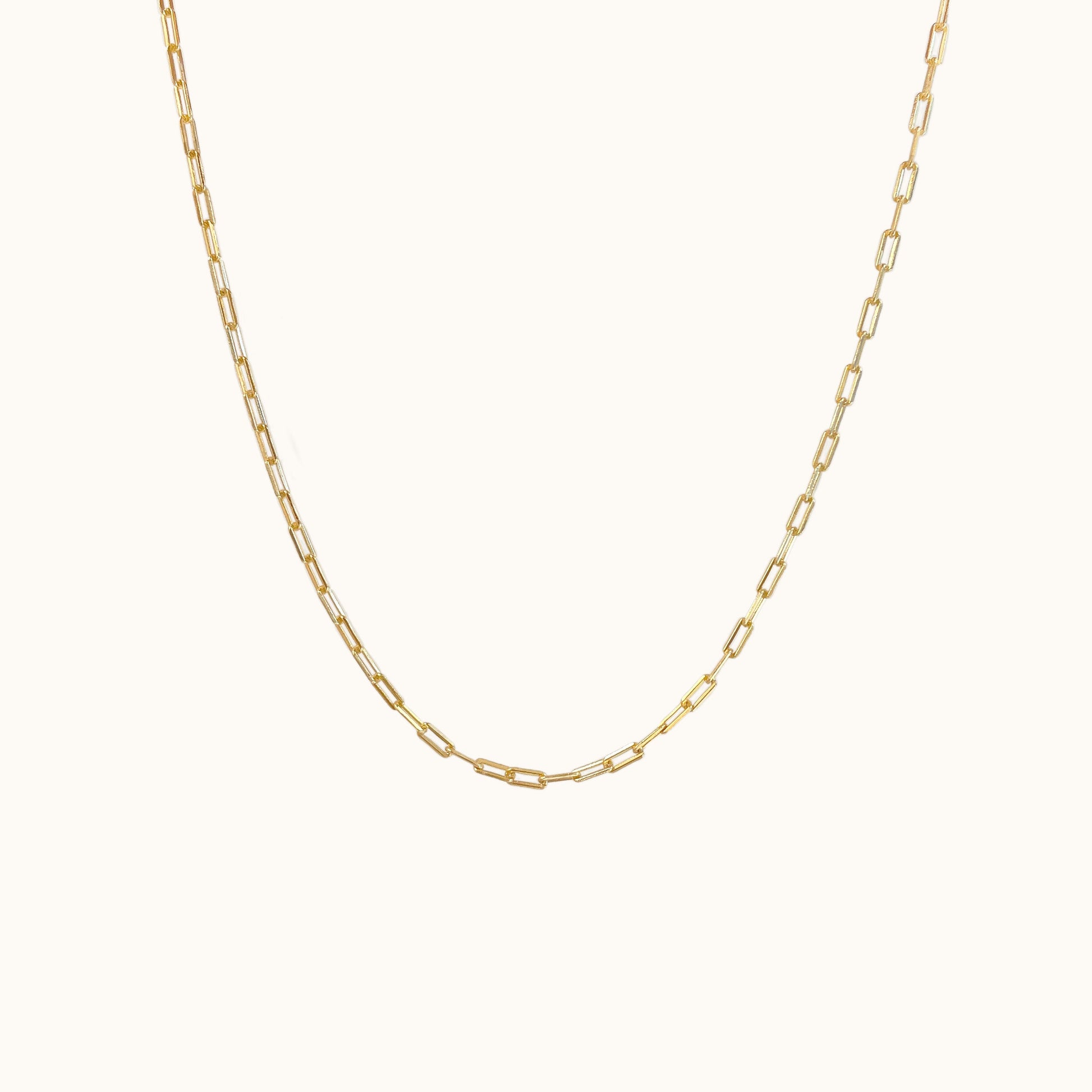 Gold Boyfriend Adjustable Chunky Paperclip Square Link Chain Necklace by Doviana