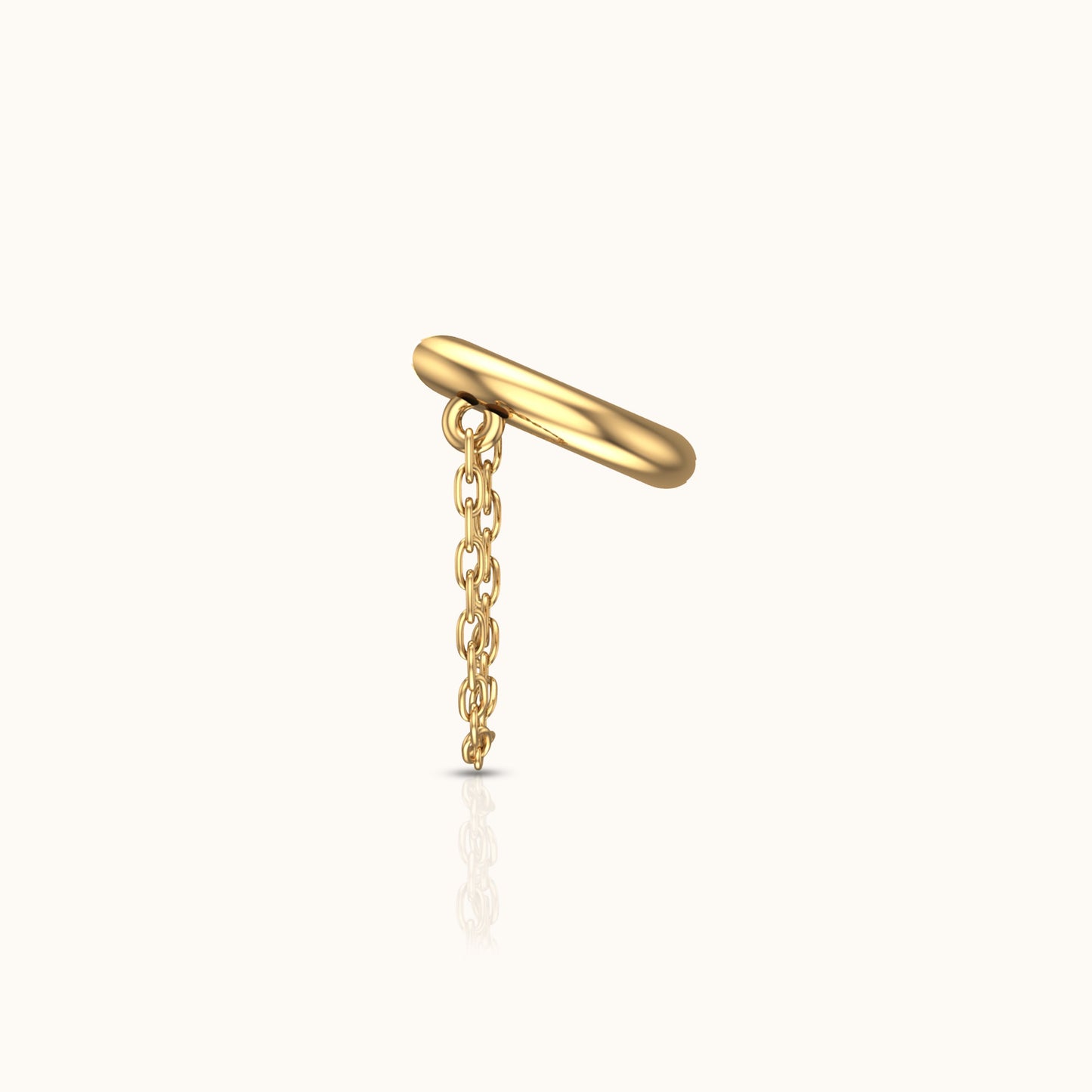 14K Solid Gold Mini Chain Huggie Hoop Earring