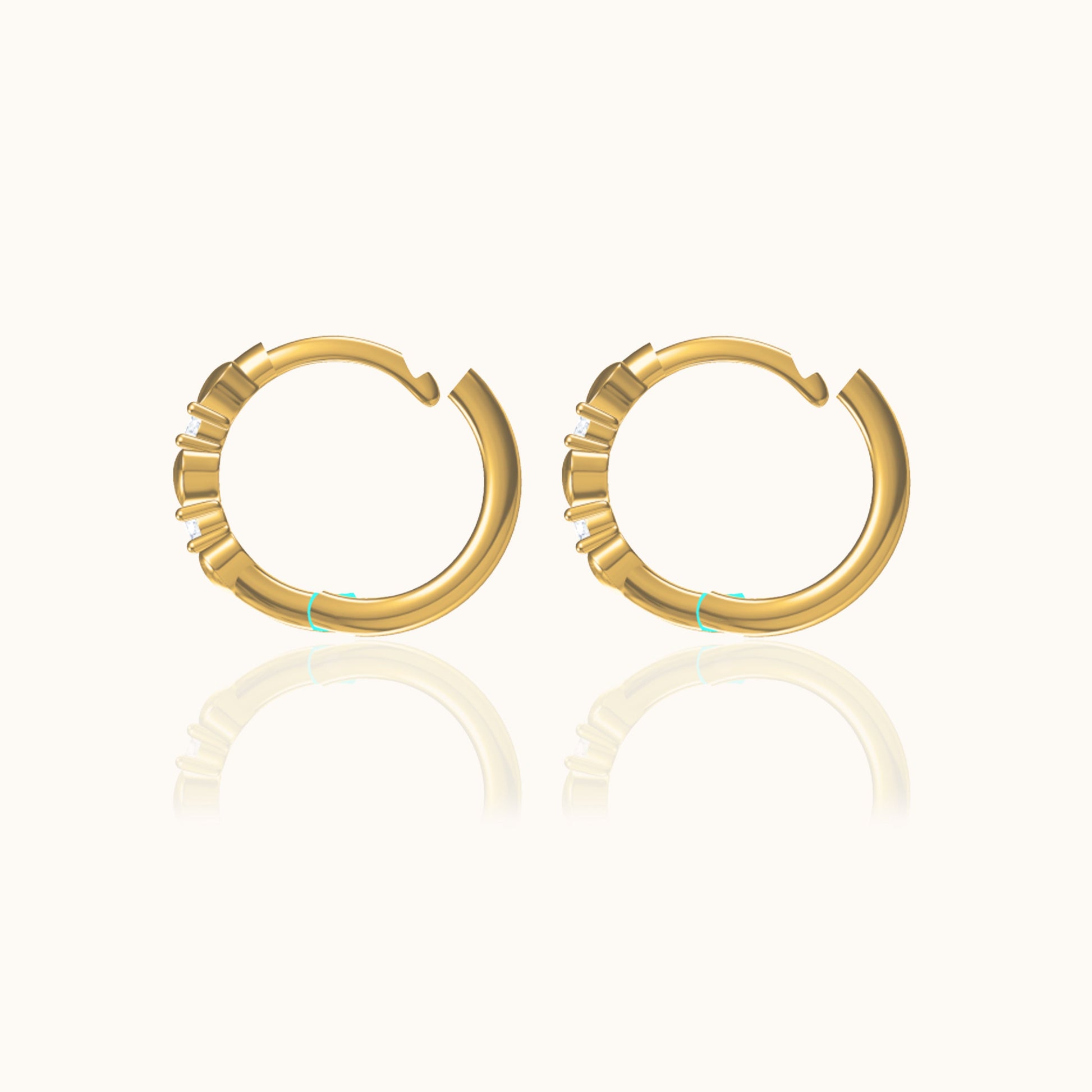 Petite Love CZ Gold Huggie Hoops Mini Heart Hoop Earrings by Doviana