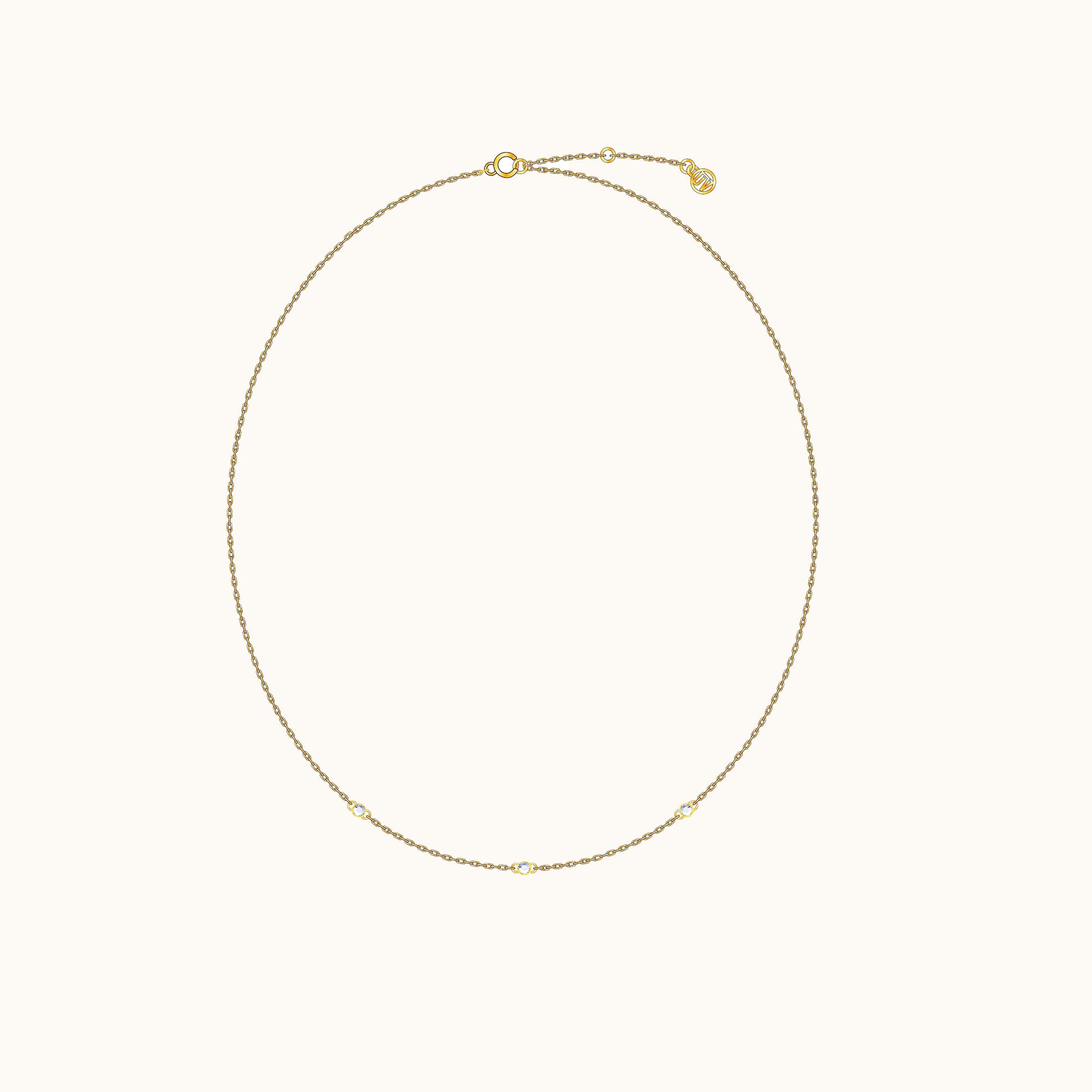 Dainty Gold Cable Chain Gemstone Embellished Thin Triple CZ Necklace by Doviana