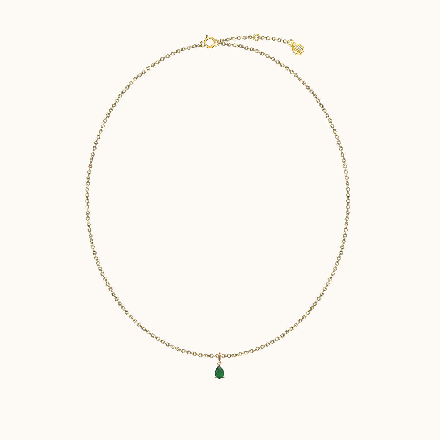 Emerald Charm Dangle Green Oval CZ Gold Chain Waterdrop Pendant Necklace by Doviana