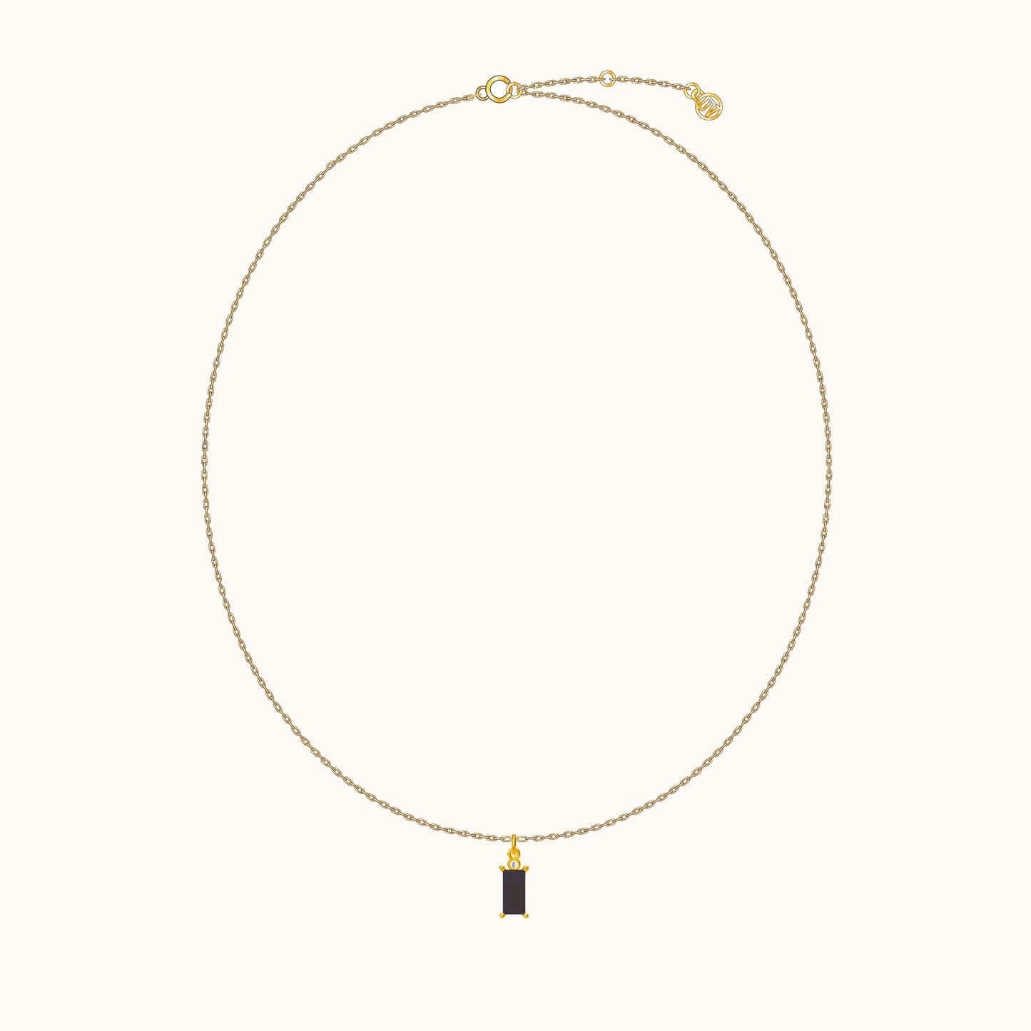 Black Zirconia Gemstone Square Charm Black Rectangle CZ Pendant Gold Necklace by Doviana