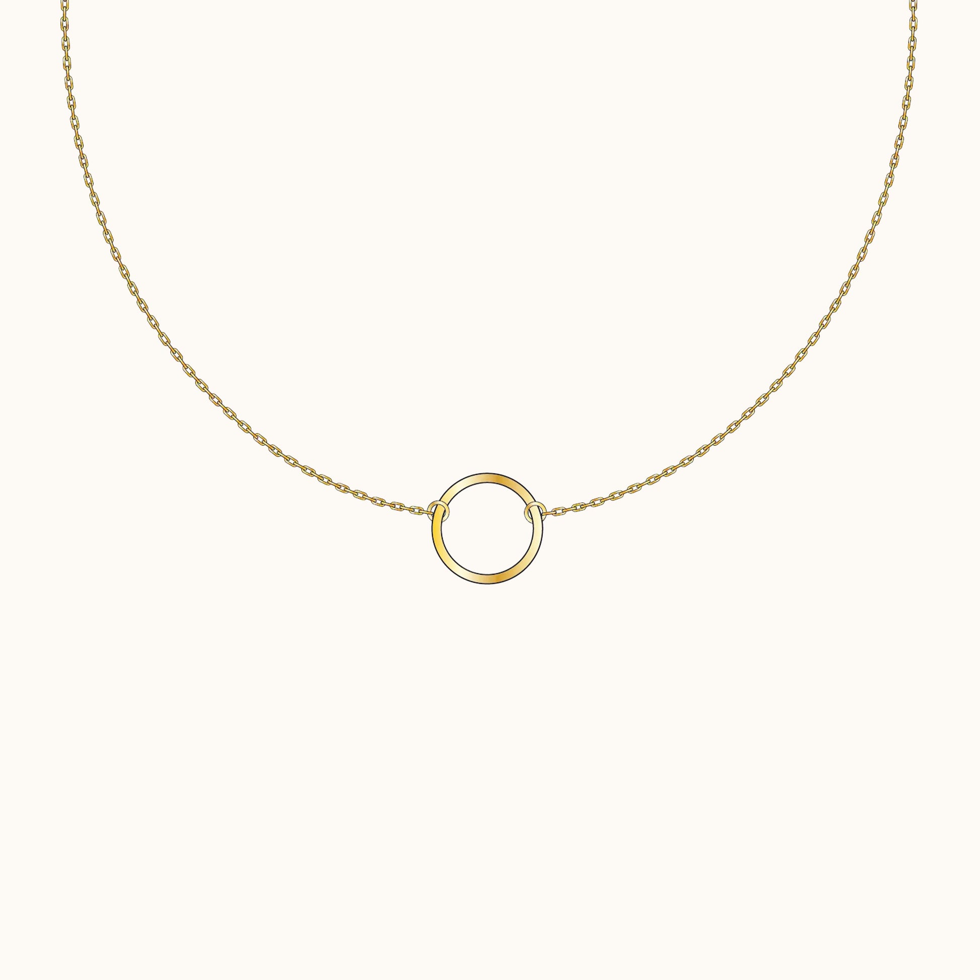 Gold Round Pendant Ring Charm Dangle Layered Dainty Circle Necklace by Doviana