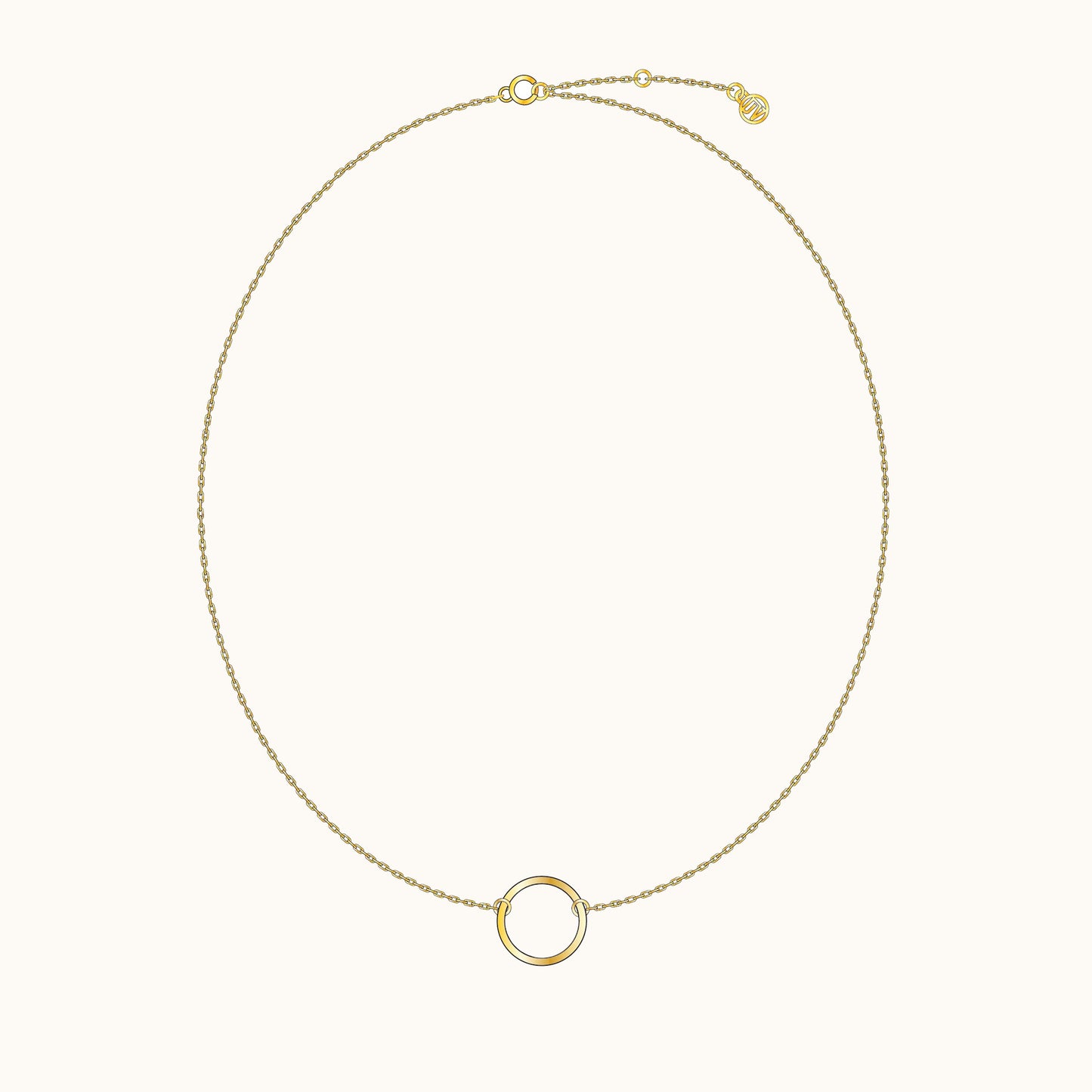 Gold Round Pendant Ring Charm Dangle Layered Dainty Circle Necklace by Doviana