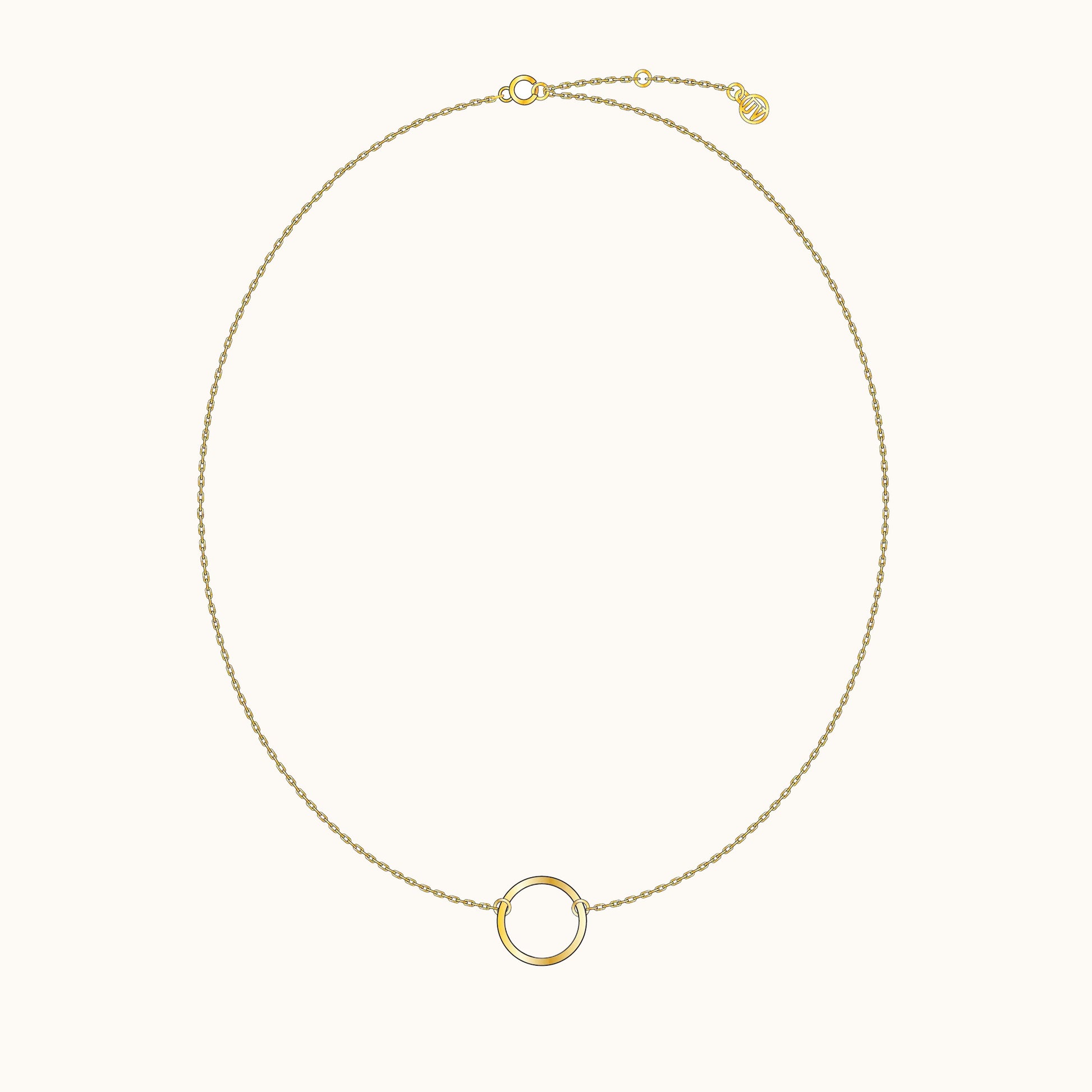 Gold Round Pendant Ring Charm Dangle Layered Dainty Circle Necklace by Doviana