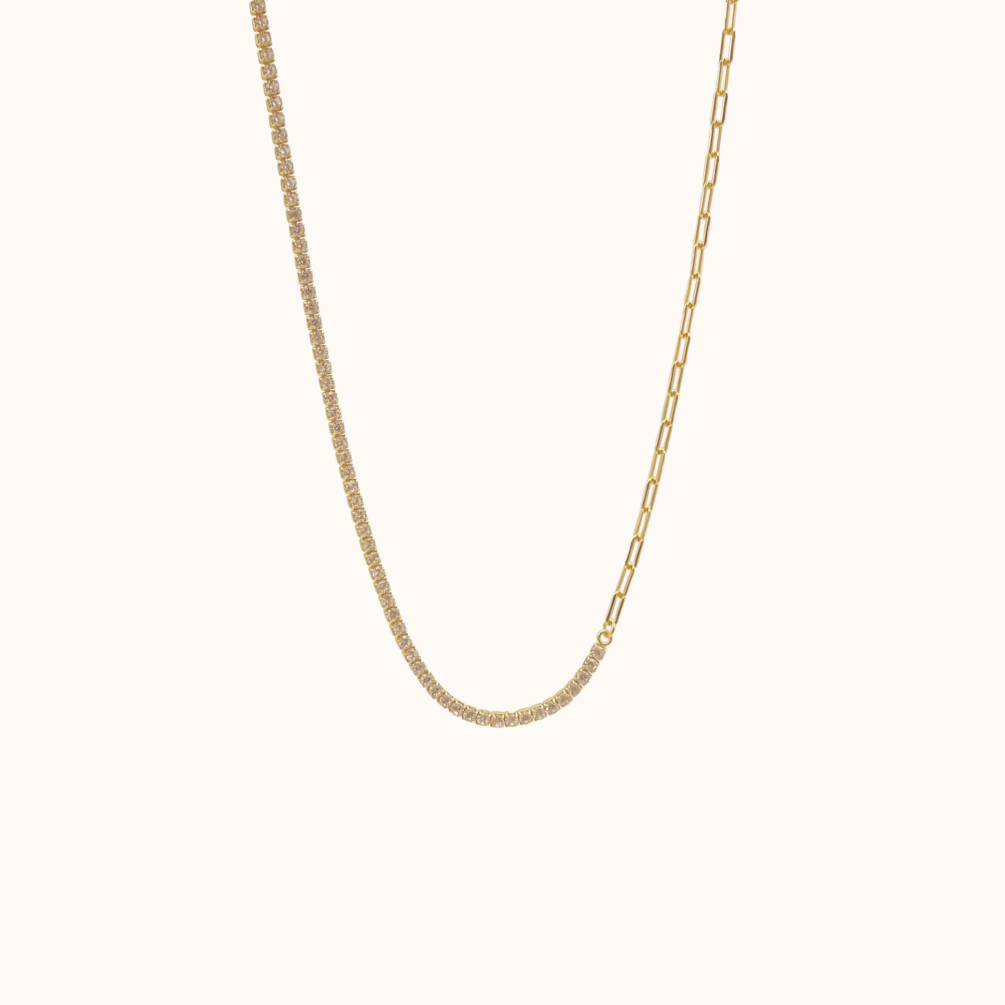 Link and CZ Chain Necklace Sterling Silver with thick layer of 18K Gold by Doviana