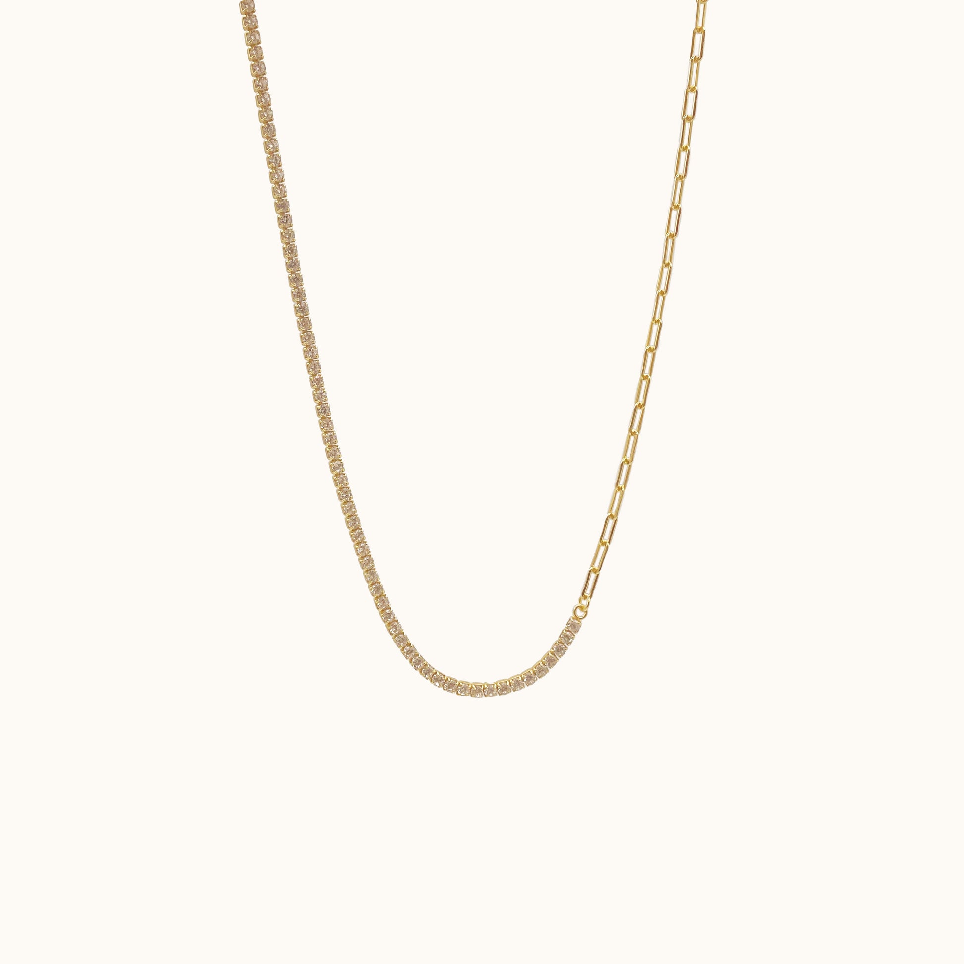 Link and CZ Chain Necklace Sterling Silver with thick layer of 18K Gold by Doviana