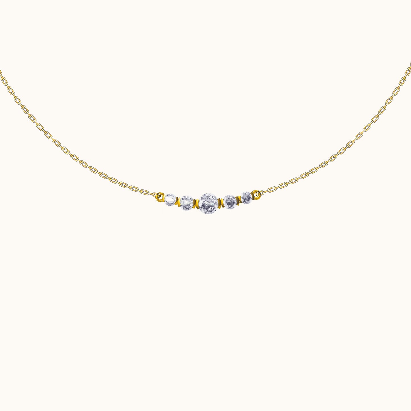 Statement Pendant Gold Round CZ Embellished Bar Necklace by Doviana