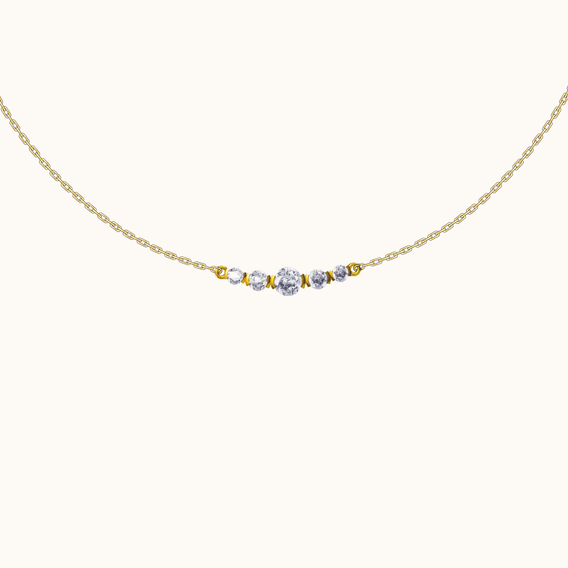 Statement Pendant Gold Round CZ Embellished Bar Necklace by Doviana