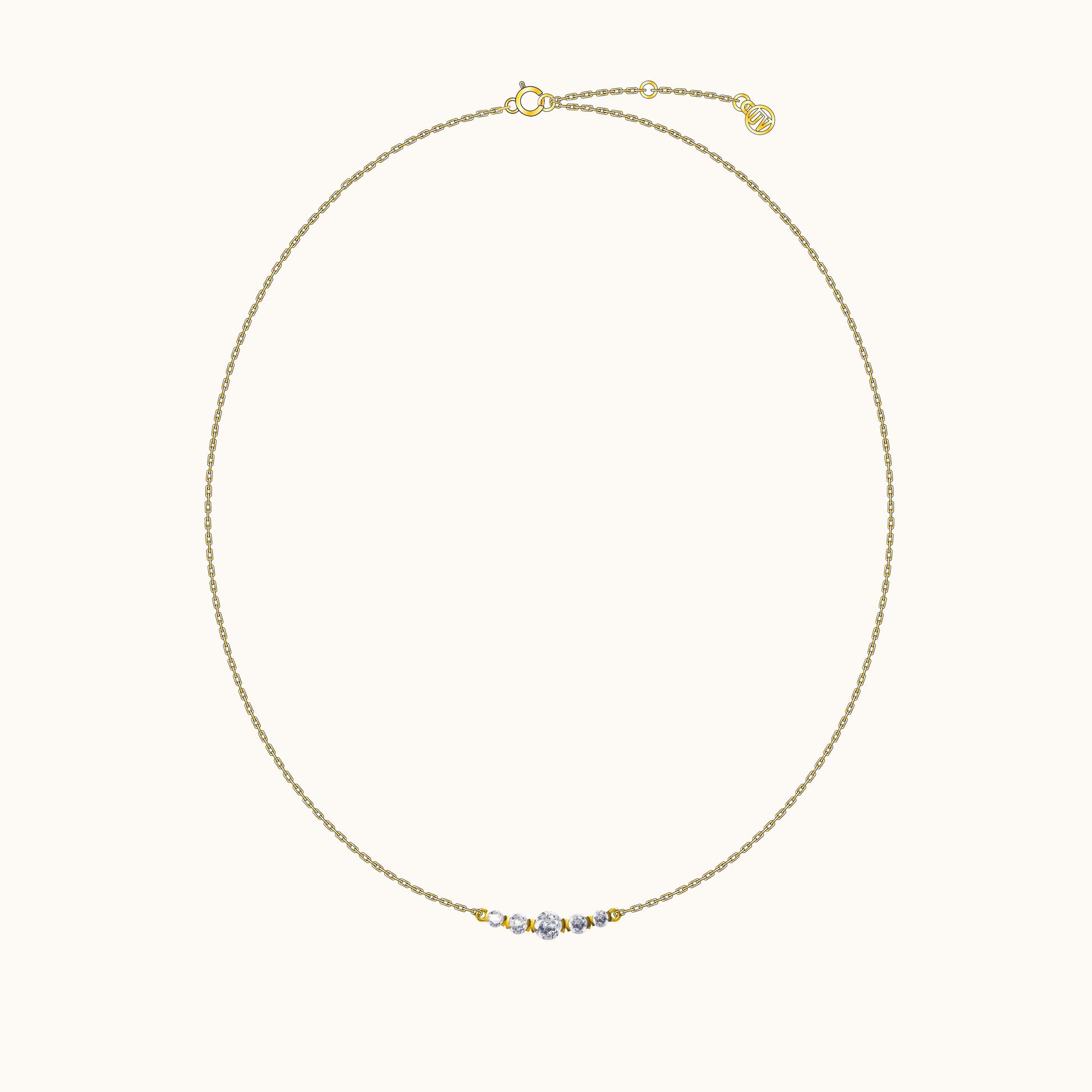 Statement Pendant Gold Round CZ Embellished Bar Necklace by Doviana