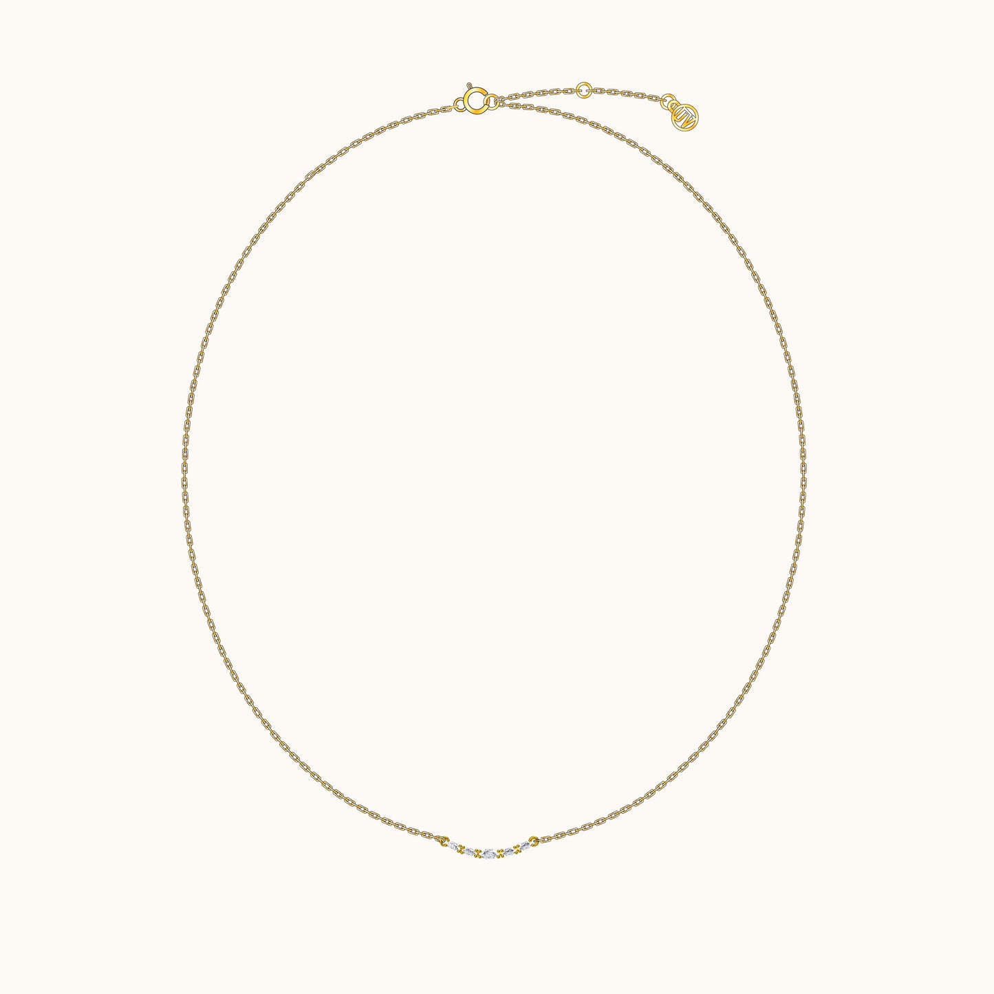 Midi Boho Smile Gold Bar Smiley CZ Pave Dainty Necklace by Doviana
