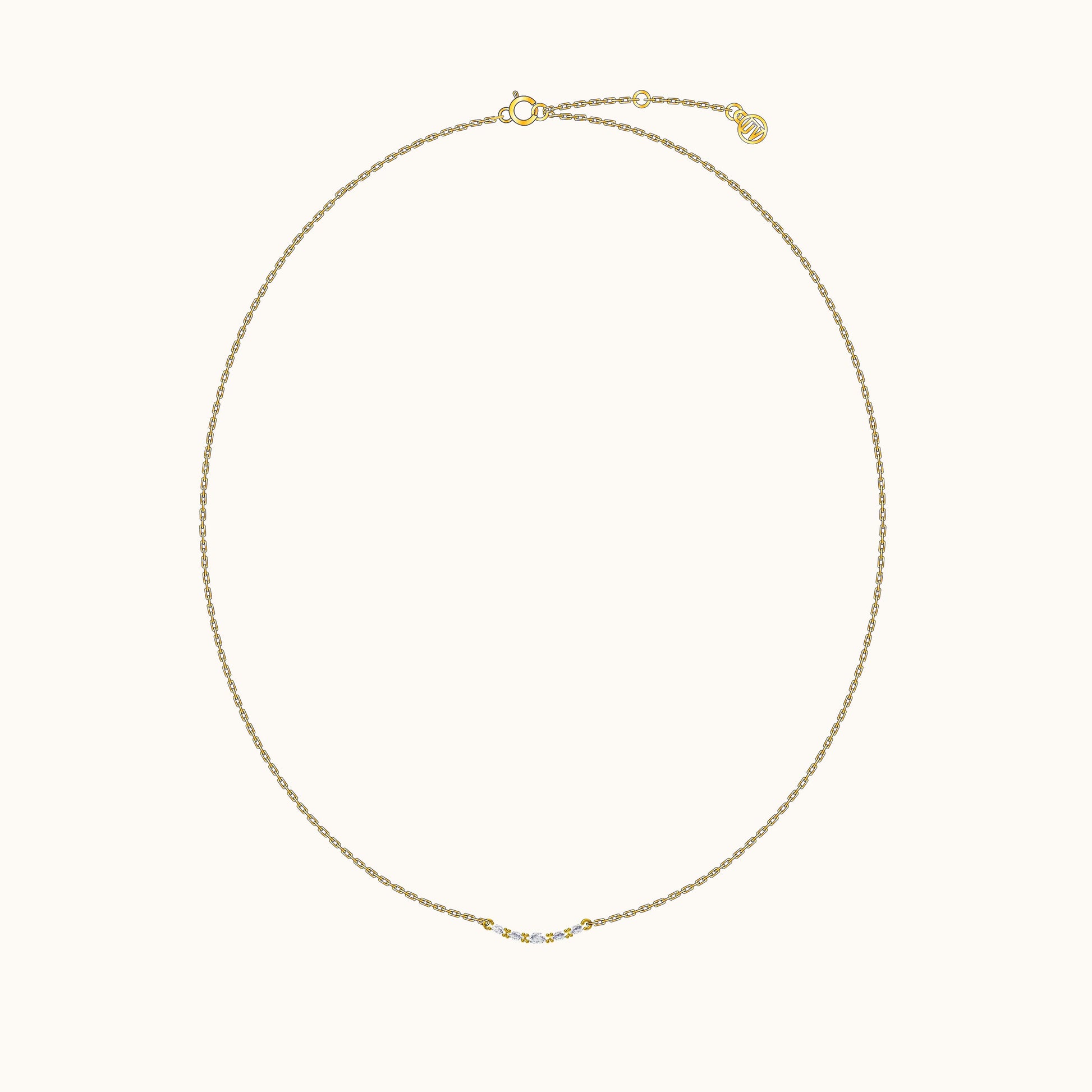 Midi Boho Smile Gold Bar Smiley CZ Pave Dainty Necklace by Doviana