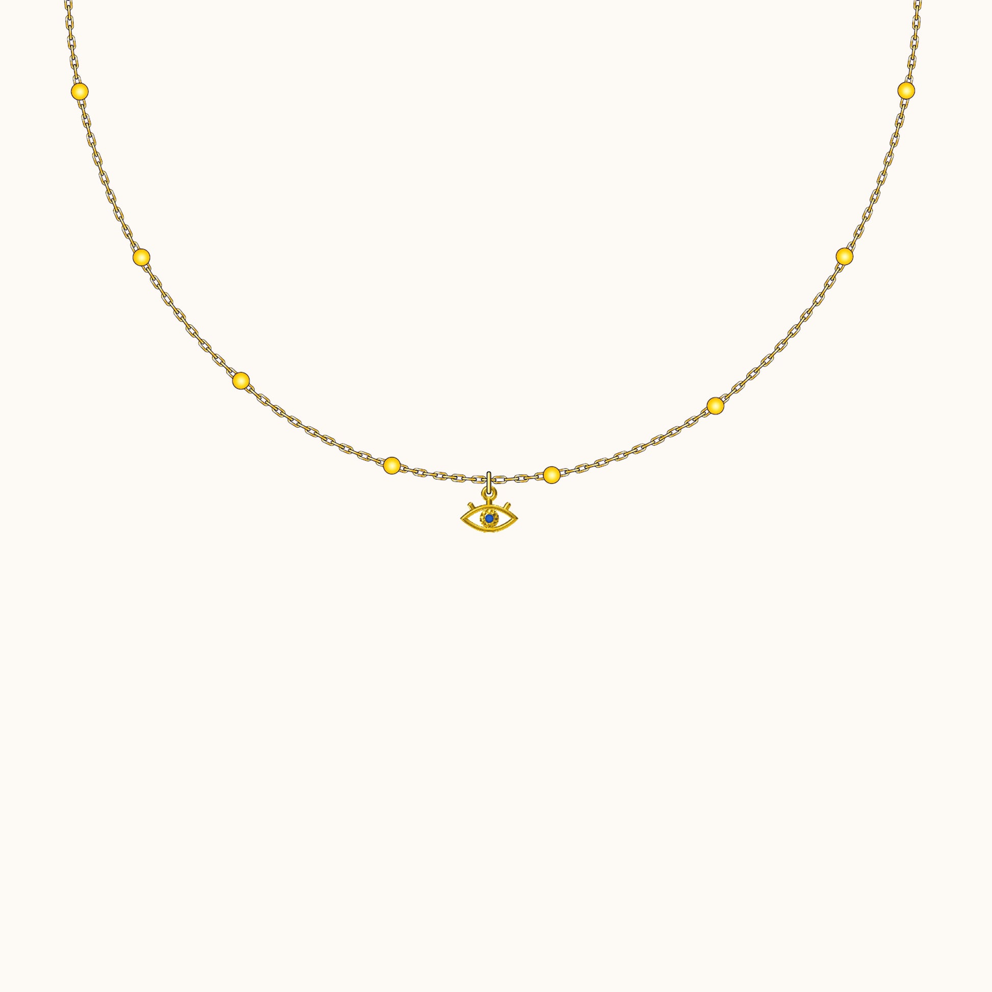 Petite Blue Eye Pendant Gold Stacking Chain Evil Eye Bead Necklace by Doviana