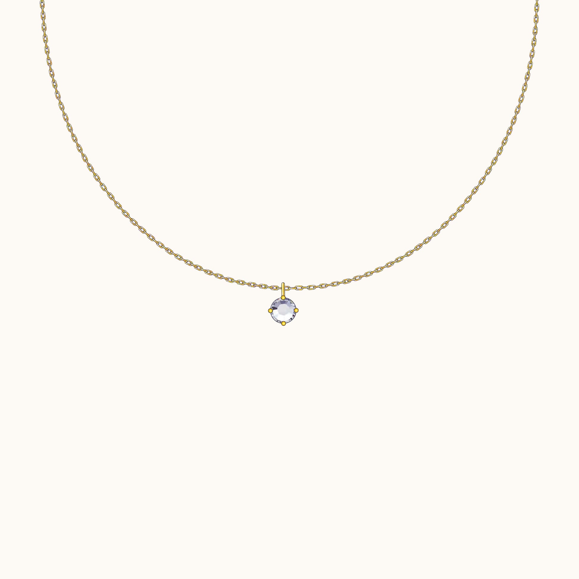 Adjustable Large Gold CZ Solitaire Necklace Genderless Unisex Long Necklace by Doviana