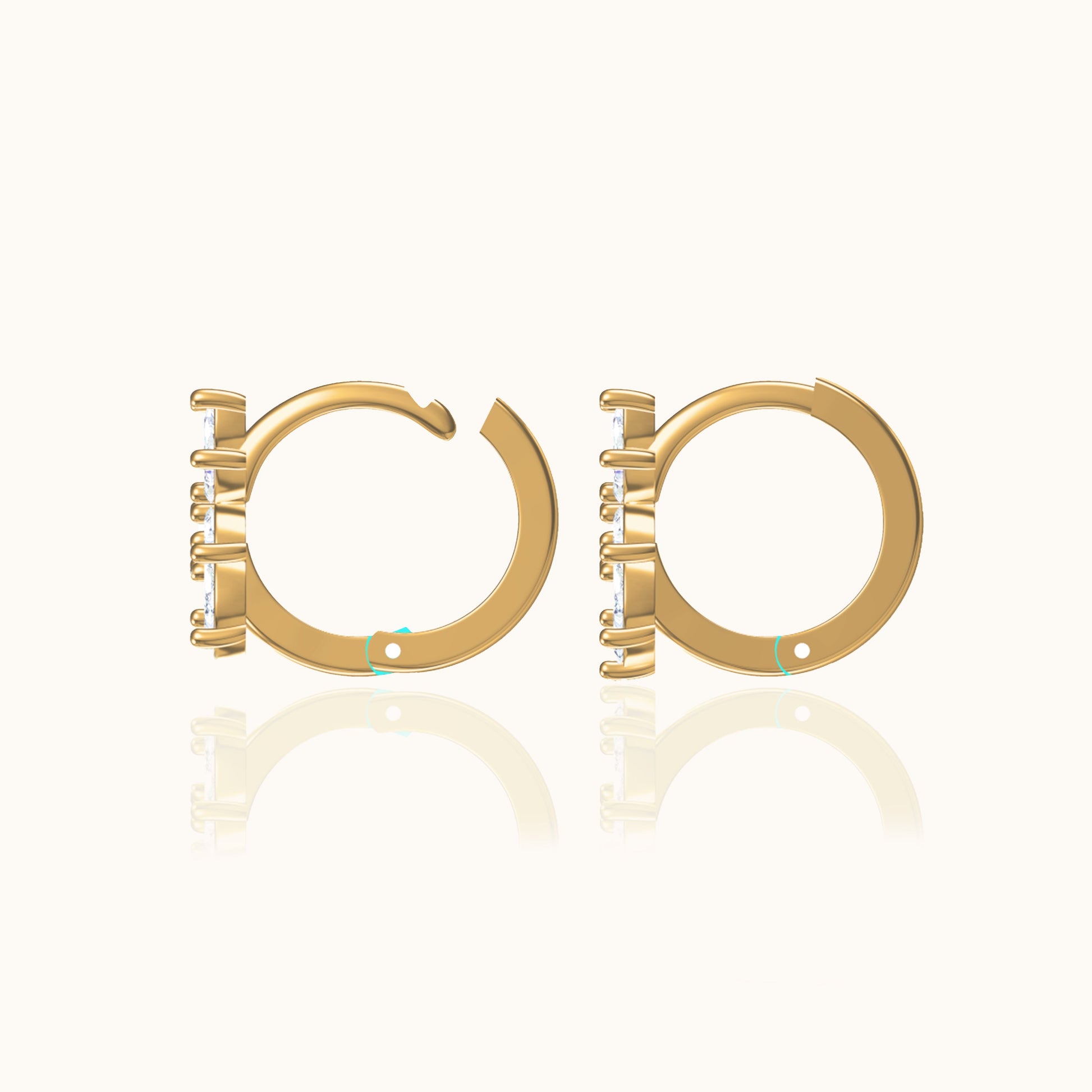 CZ Floral Blossoms Gold Huggie Hoops Orchid Flower Hoop Earrings by Doviana