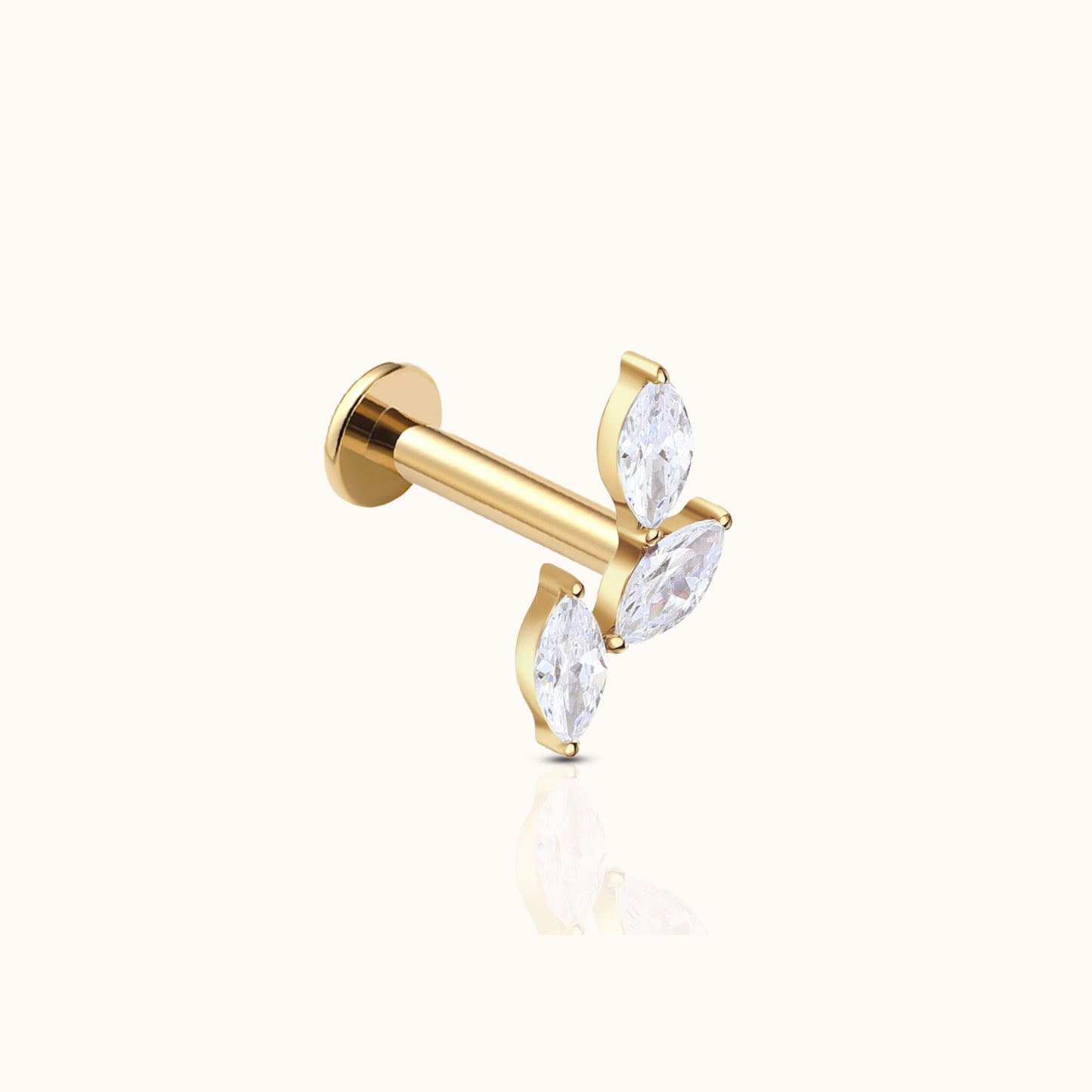 Oval CZ Branch Leaves Threadless Labret Titanium Gold Flat Back Earring
Olive Leaf Healing Olive Branch Stud by Doviana