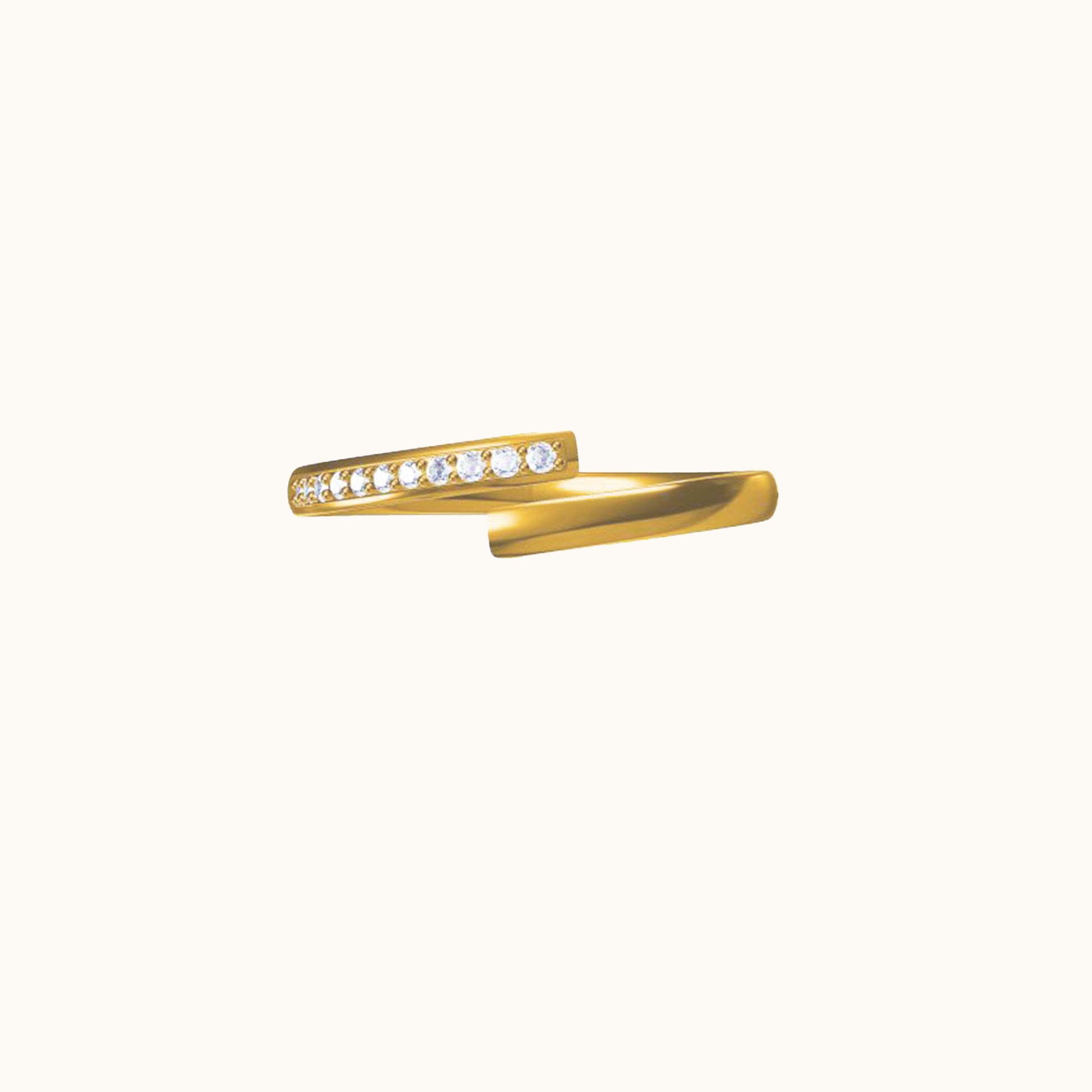 Overlap CZ Pave Eternity Band Crossover Ring Titanium PVD 18K Gold Waterproof Nontarnish Thin Stacking Wedding Band Ring Diamond Wrap Ring By Doviana