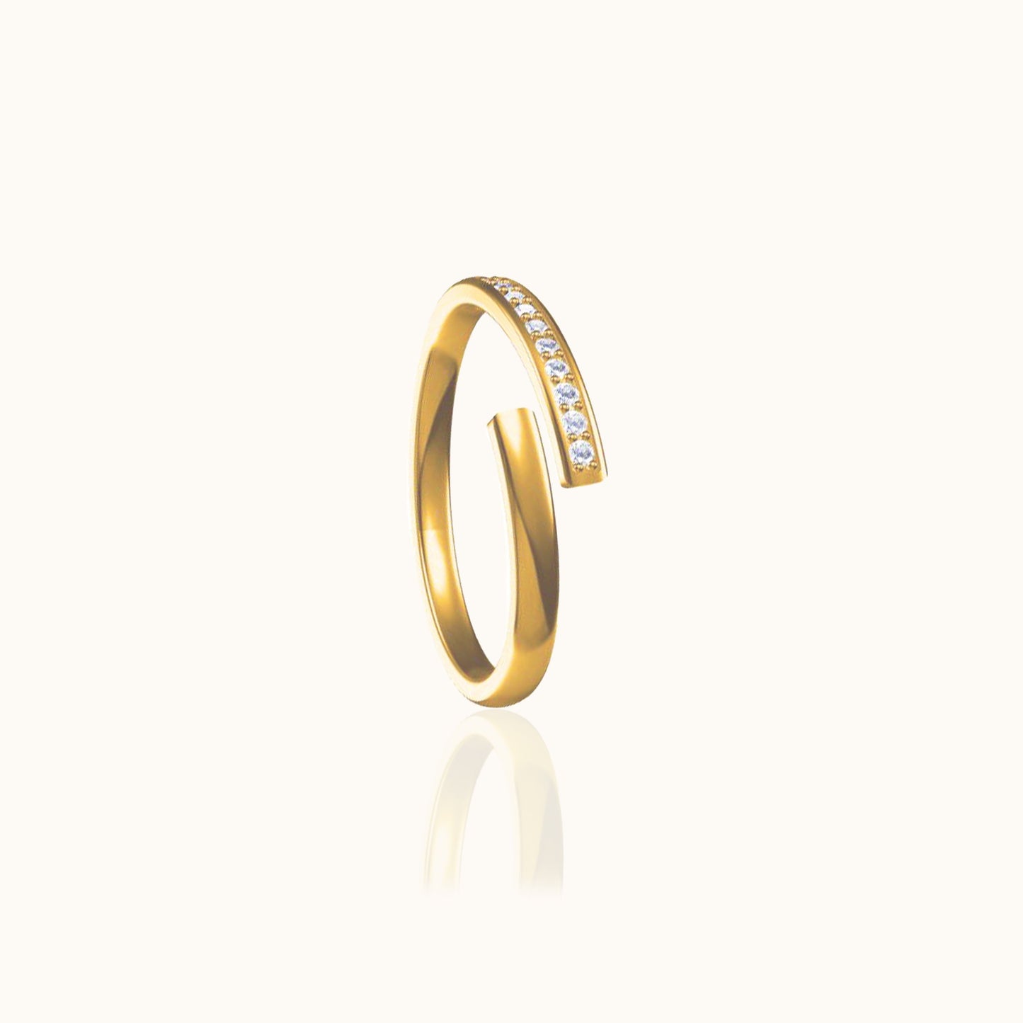 Overlap CZ Pave Eternity Band Crossover Ring Titanium PVD 18K Gold Waterproof Nontarnish Thin Stacking Wedding Band Ring Diamond Wrap Ring By Doviana