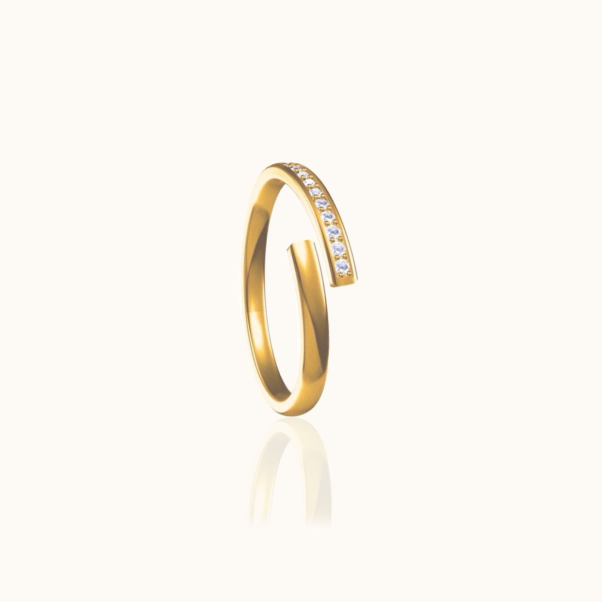 Overlap CZ Pave Eternity Band Crossover Ring Titanium PVD 18K Gold Waterproof Nontarnish Thin Stacking Wedding Band Ring Diamond Wrap Ring By Doviana