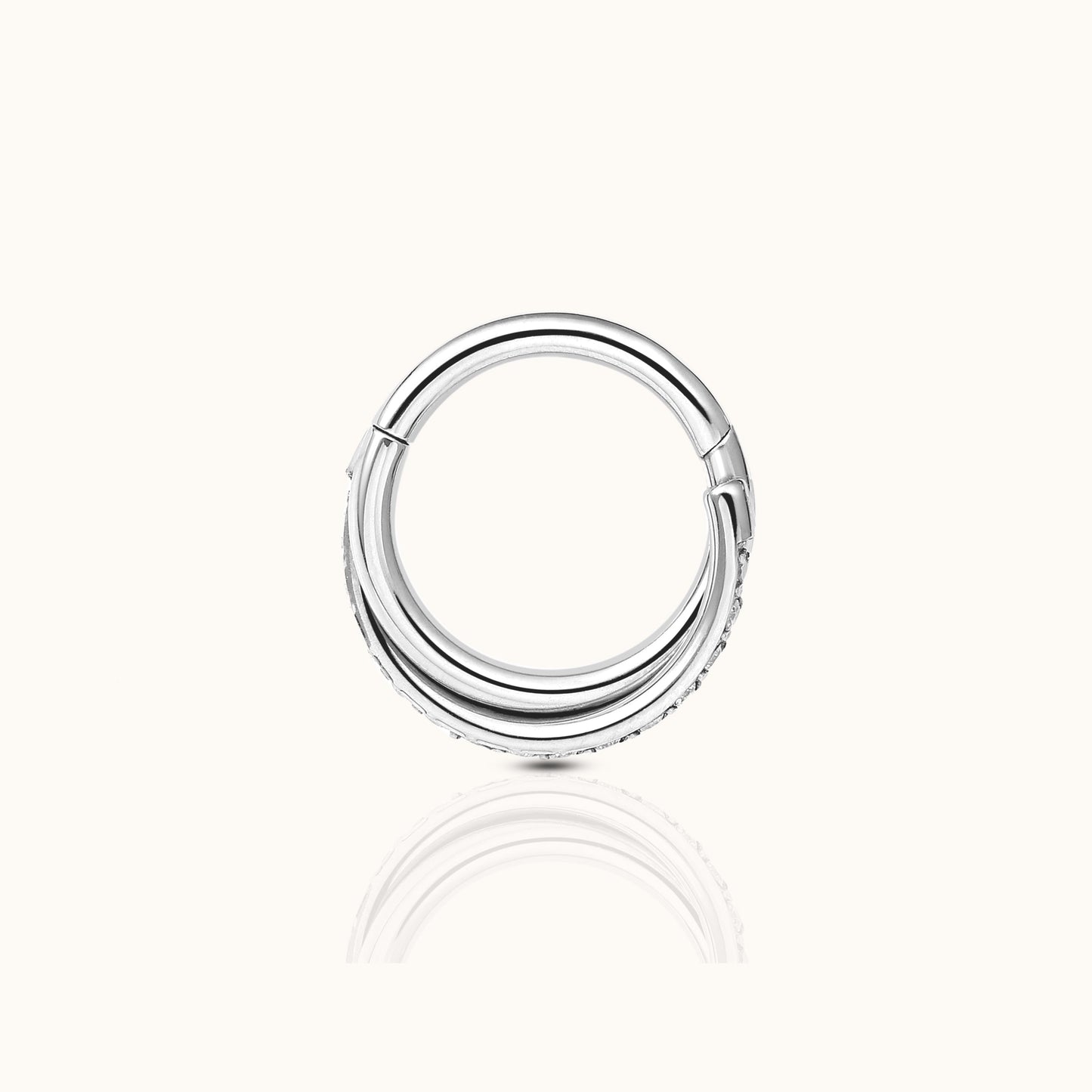 Overlap CZ Twist Rope Clicker Titanium Silver Hinged Nap Hoop Earring by Doviana