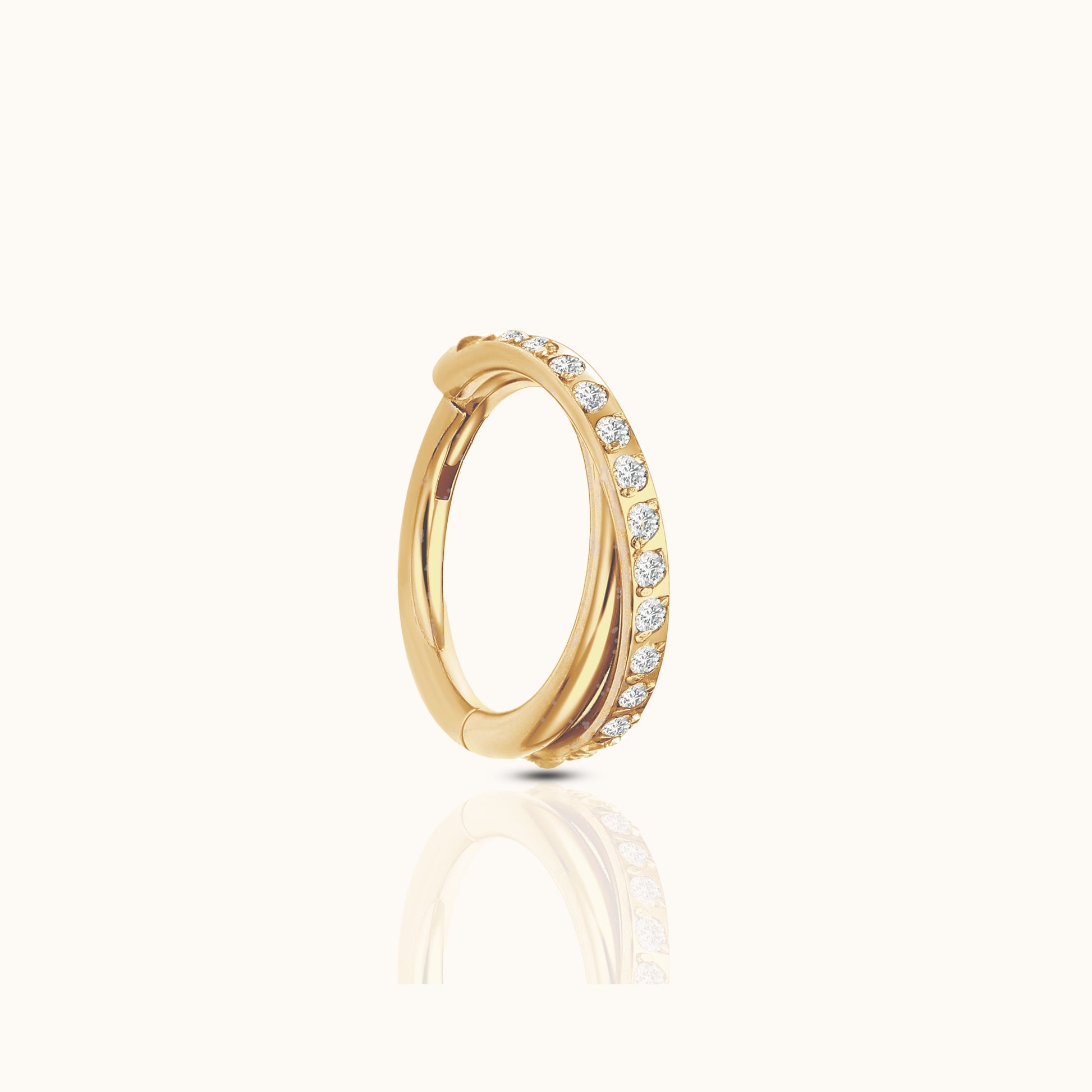 Overlap CZ Twist Rope Clicker Titanium PVD Gold Hinged Nap Hoop Earring by Doviana