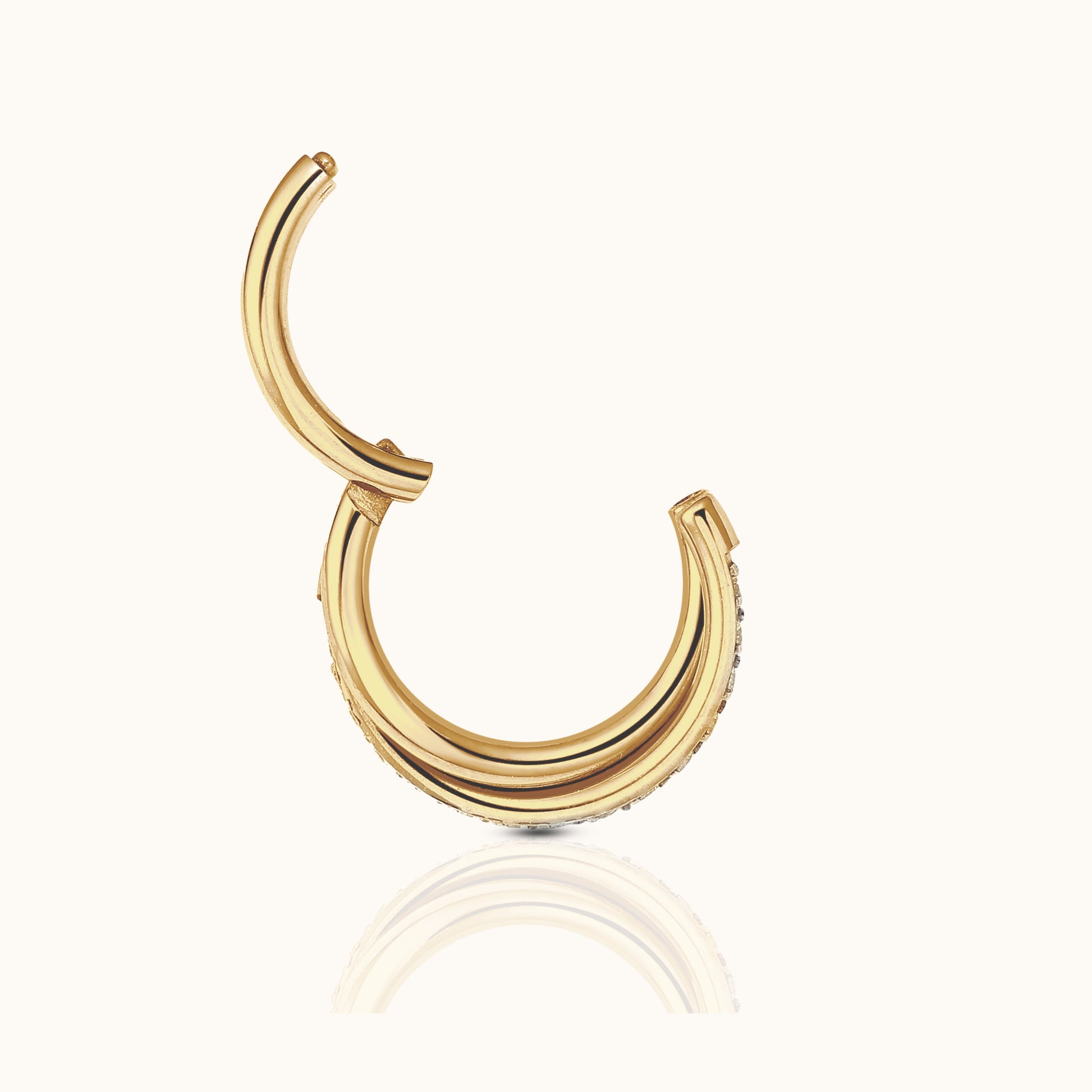 Overlap CZ Twist Rope Clicker Titanium PVD Gold Hinged Nap Hoop Earring by Doviana
