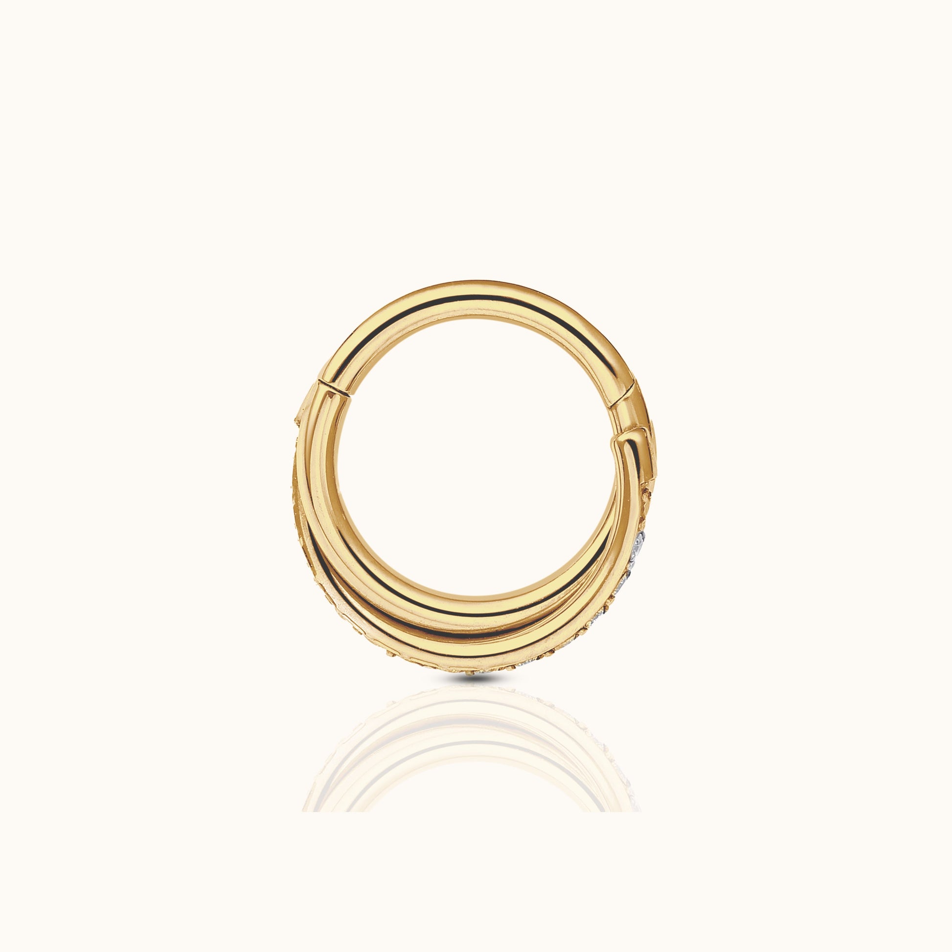 Overlap CZ Twist Rope Clicker Titanium PVD Gold Hinged Nap Hoop Earring by Doviana