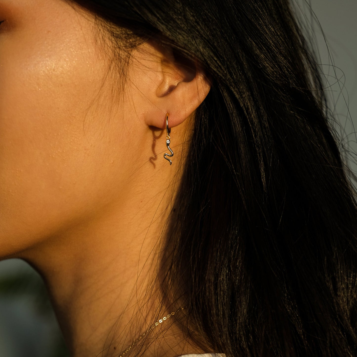 Eternal Love Serpent Dangle Gold Animal Charm Drop Snake Dangle Earrings by Doviana