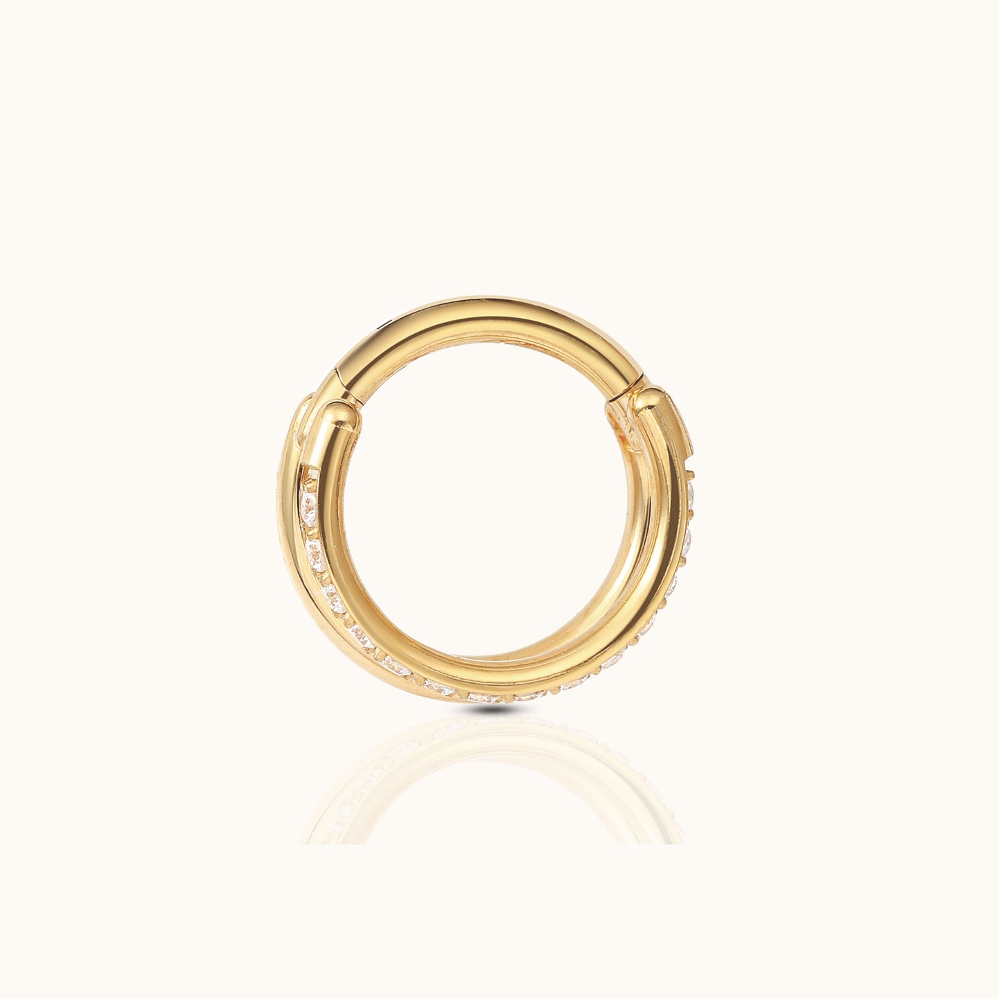 Parallel Double Hoop Clicker Titanium PVD Gold Hinged Nap Hoop Earring by Doviana