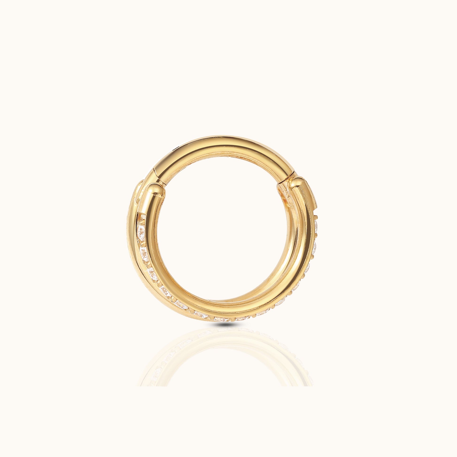 Parallel Double Hoop Clicker Titanium PVD Gold Hinged Nap Hoop Earring by Doviana