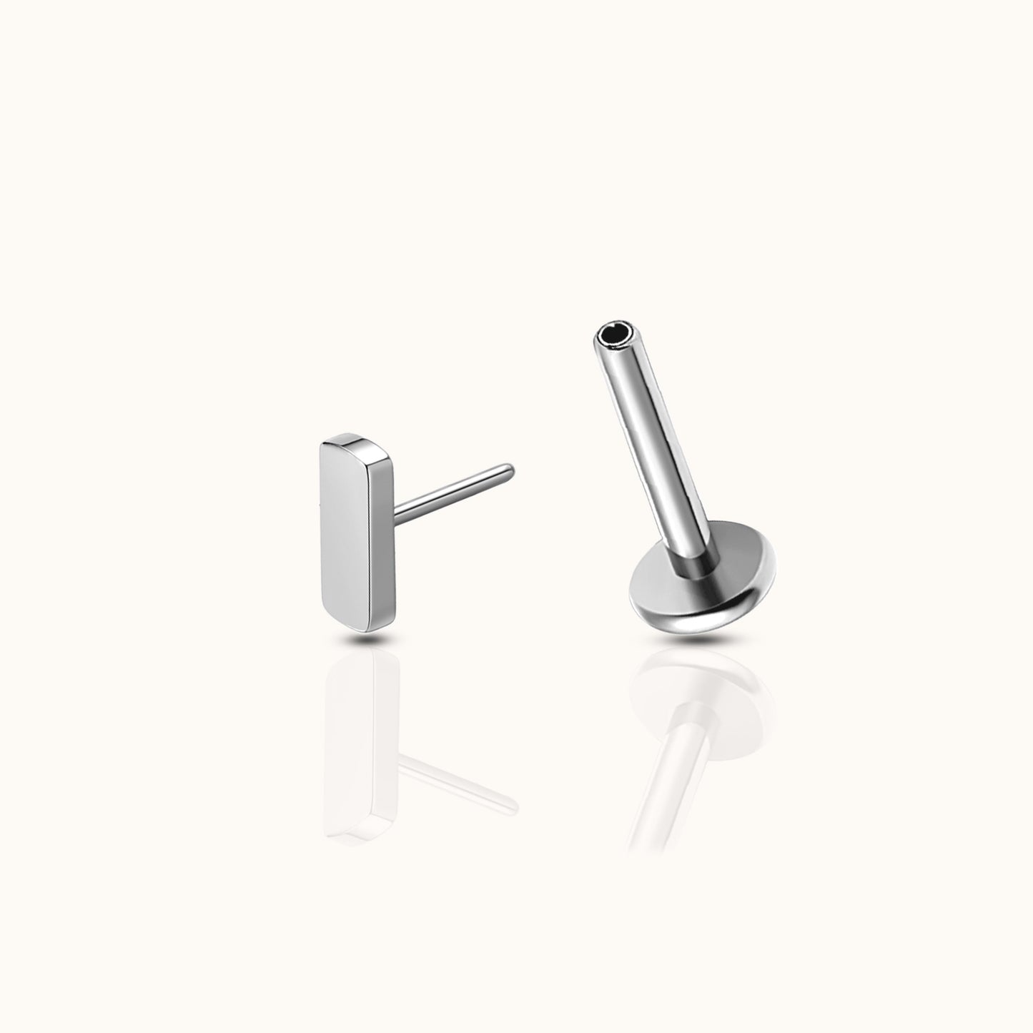 Petite Bar Threadless Labret Titanium Flat Back Earring by Doviana